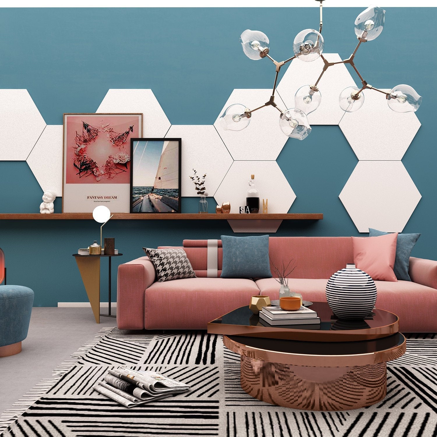 Honeycomb Decorative Wall Art, 9 Hexagons per pack, Hexagon Shape, Geometric Wall Design - SKU:HEX9-0