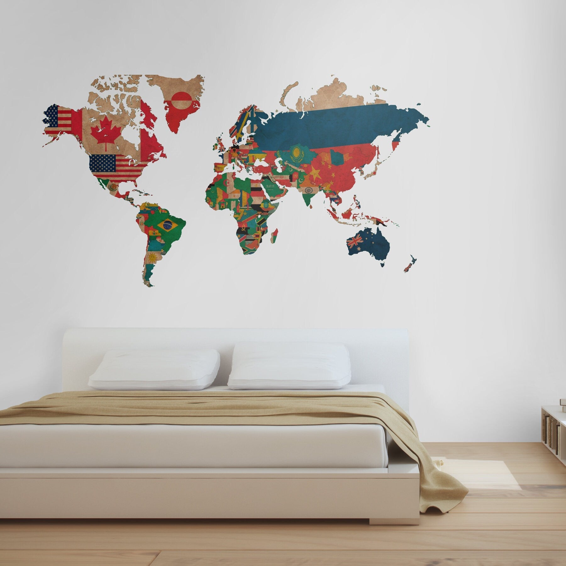 World Map Vintage Flags Decal Sticker - Vintage Flags Decals - Vintage Flags World Map Stickers - SKU:VFlagsWMStick-2