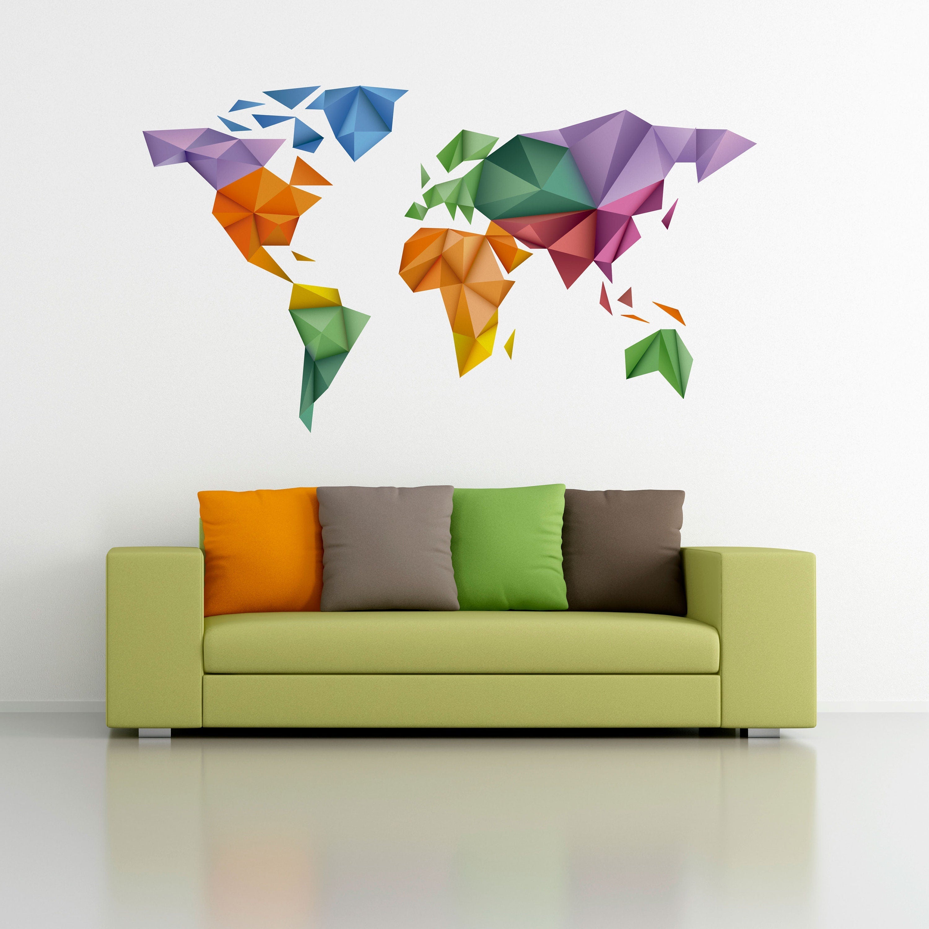 Origami World - Map Wall Art - Origami Art - Map Decals - Map Wall Ar Wall Art - World Map Decal - Wall Decals - Wall Stickers - SKU:Mapori-0