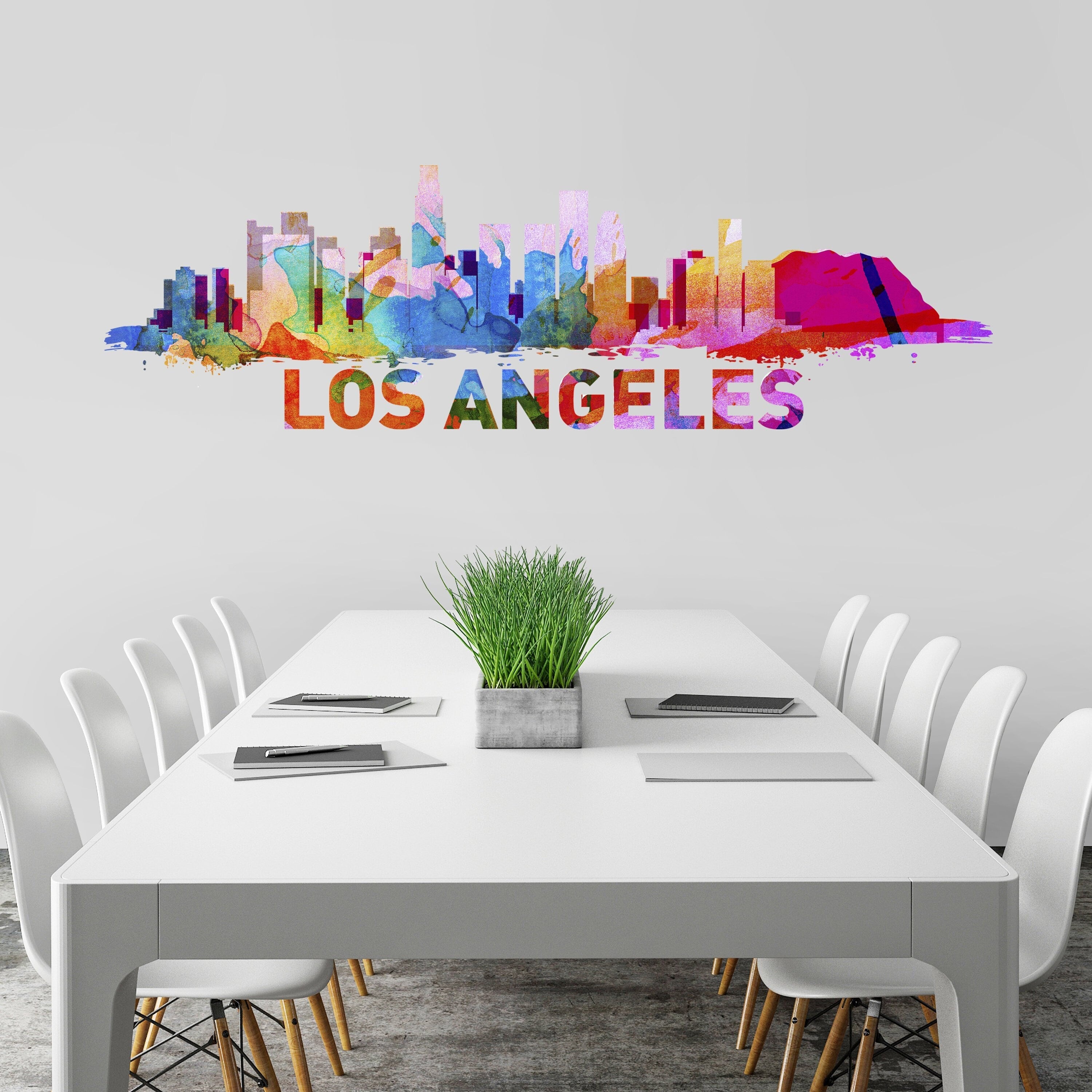 Los Angeles, Skyline, Los Angeles Cityscape, Decal, Office Art, City Wall Art, Wall Art - SKU:LAngelesSkySticker-0