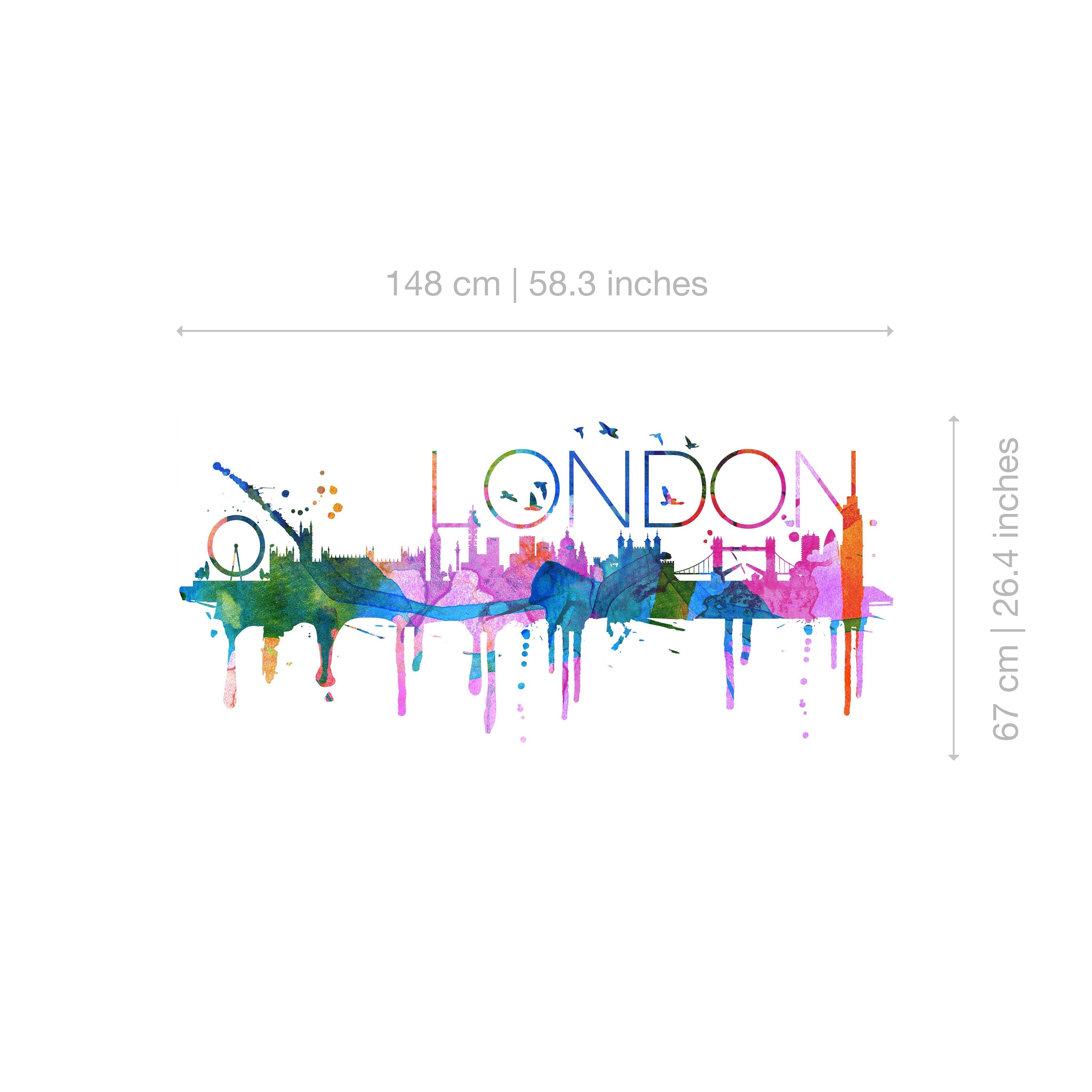 London Skyline, London Cityscape, Decal, London, Office Art, City Wall Art, London Art, London - SKU:LonSkWatStick-2