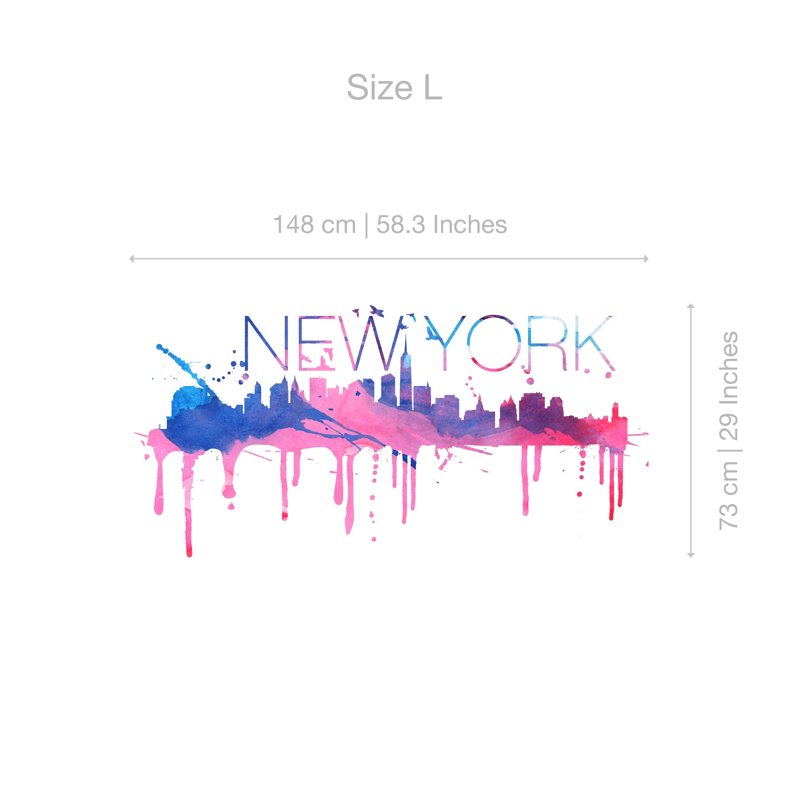 New York, City, Skyline, Cityscape, Watercolor, Wall Art, NYC, Wall Sticker, Wall Decal, Home Design - SKU:NySkWatSt-3