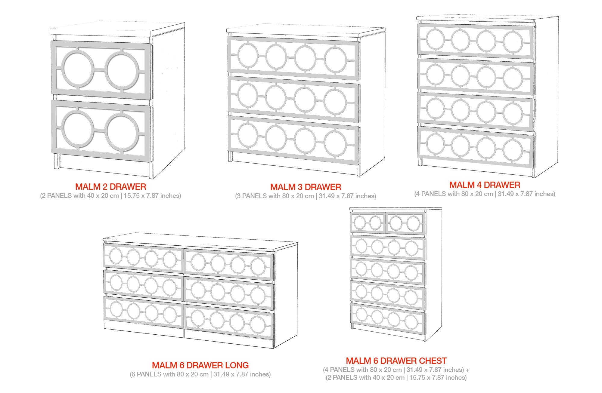 Fretwork Panel, Appliques, Fretwork, Overlays, Makeover, Furniture Decor, Furniture Hardware, Malm Kits, Ornaments, SKU:PATHOS-1