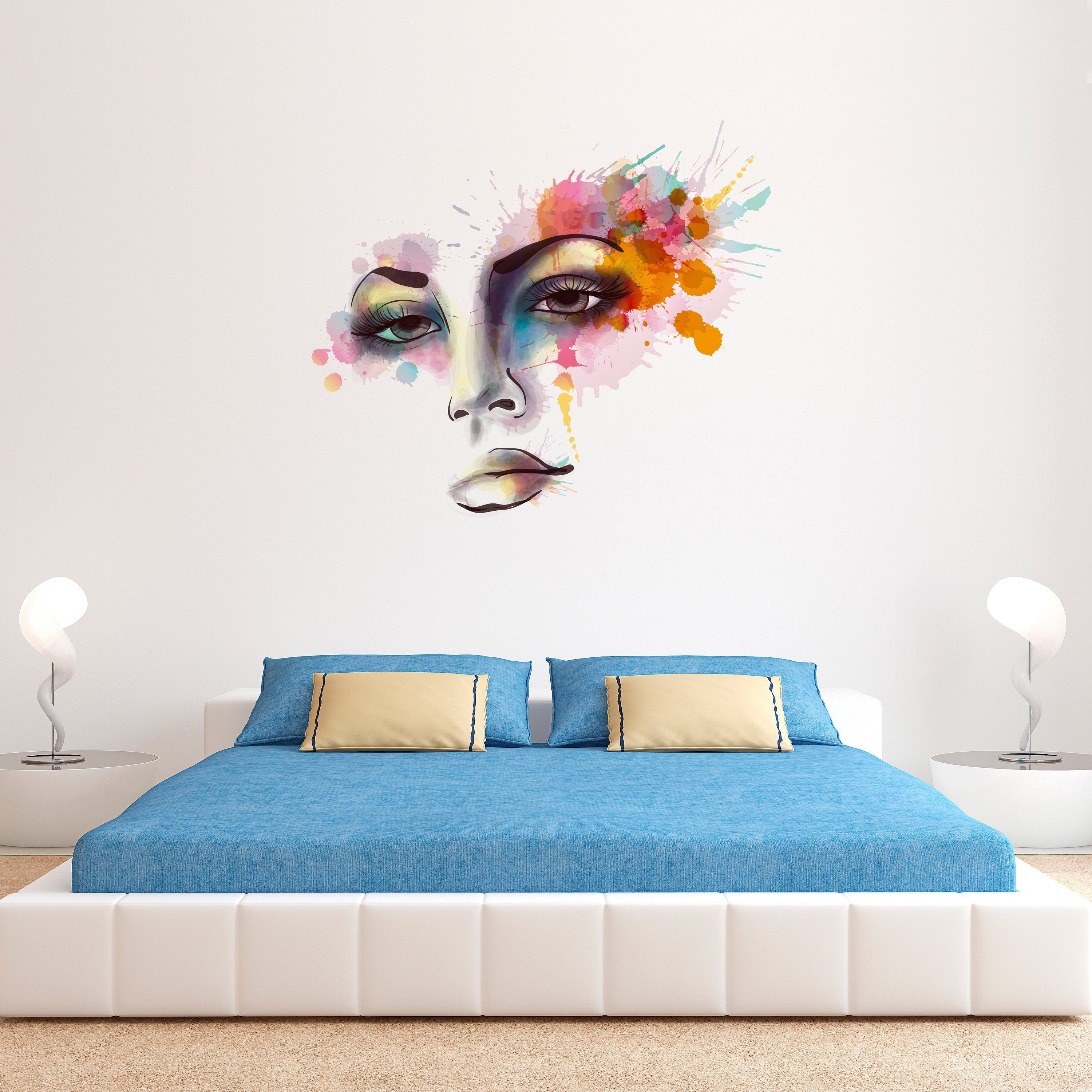 Woman Face - Watercolor Decal - Vinyl Wall Art Decal - SKU:WOFAGR-1