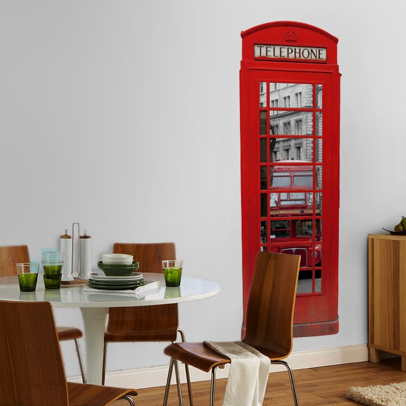 London, Phone Booth, London Phone Booth,  Red Phone Booth, Decal, British, Wall Art, Wall Decals, Wall Stickers, Gifts, Travel - SKU:LONDPHO-1