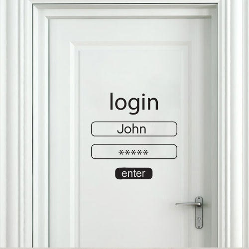 Login and Password Wall Sticker - Login and Password Door Decal - Login and Password for Home Decor with Custom Name - SKU:LOGIN-0