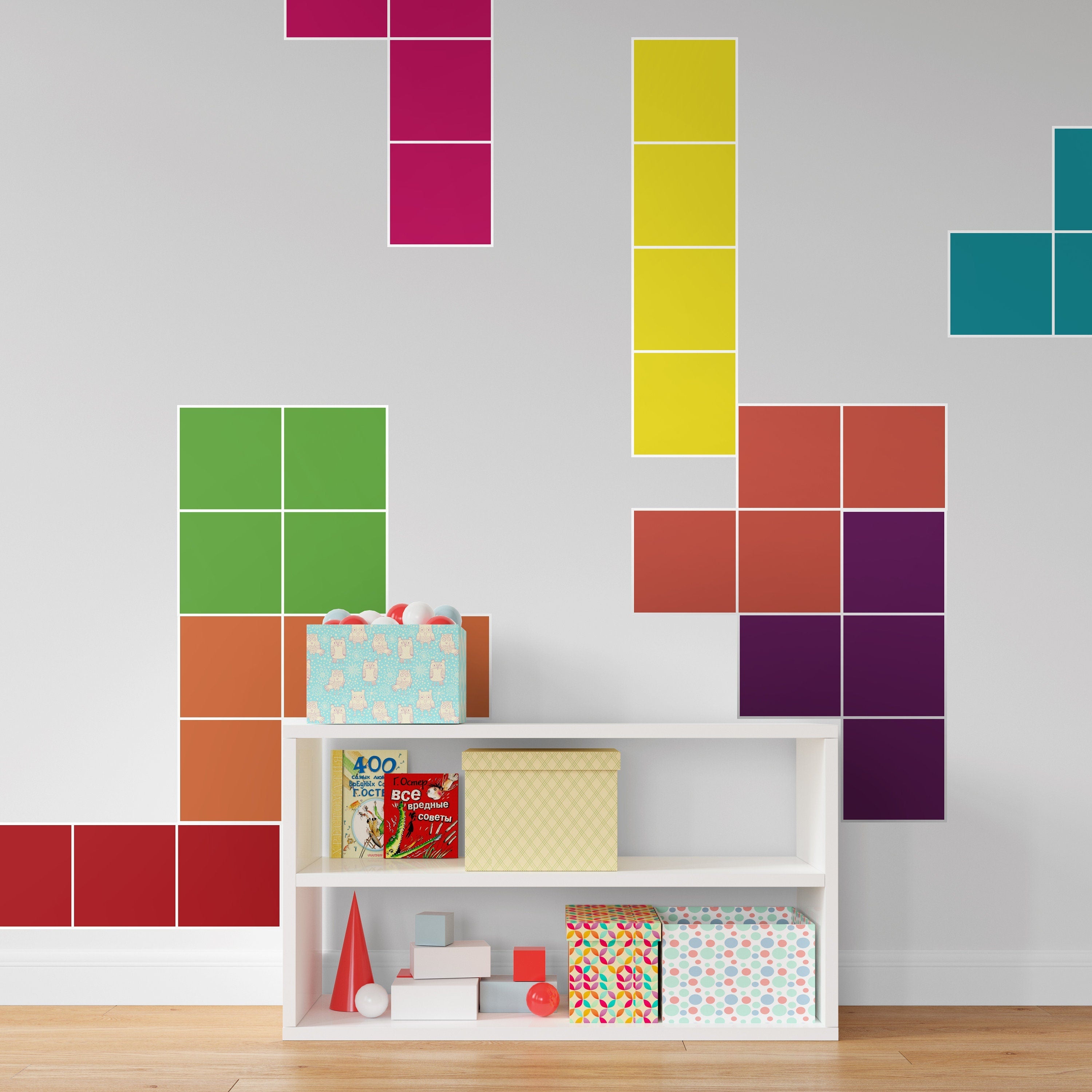 Building Blocks Stickers (Pack 10 pieces), Gaming Decor, Wall Decal, Stickers, SKU:TETR-0