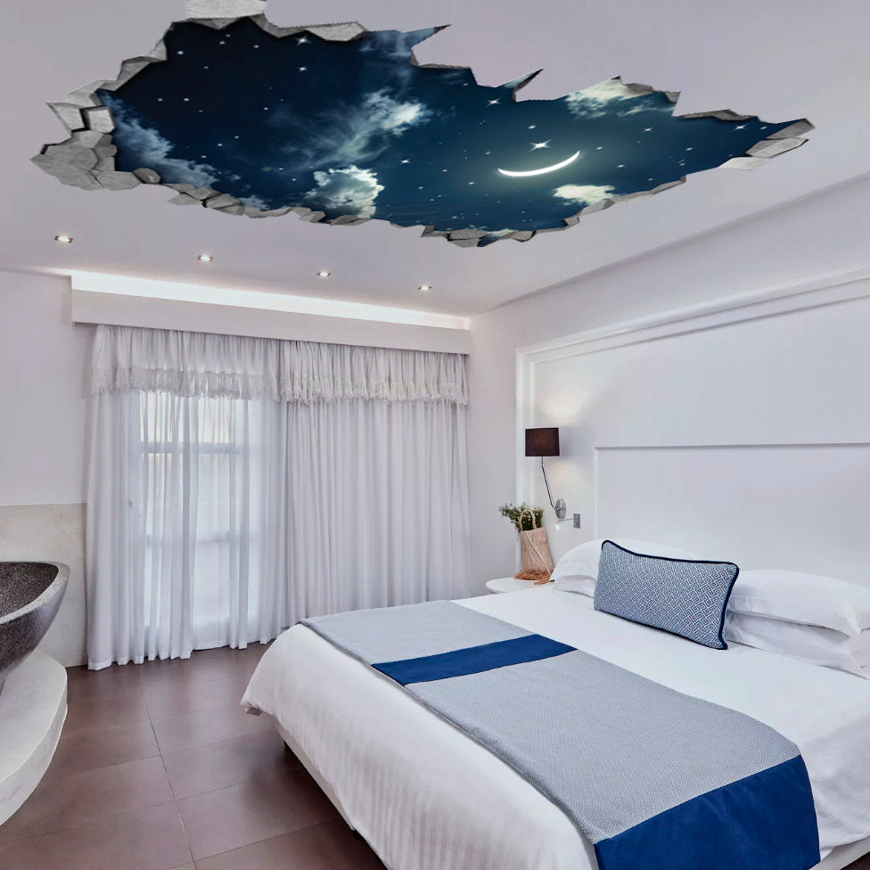 Night Sky 3D Effect Ceiling - 3d Wallpaper - 3d wall decals - 3d printed - 3d wall art - 3d art - Wall Sticker - Wall Decal - SKU: NSC3DW-1