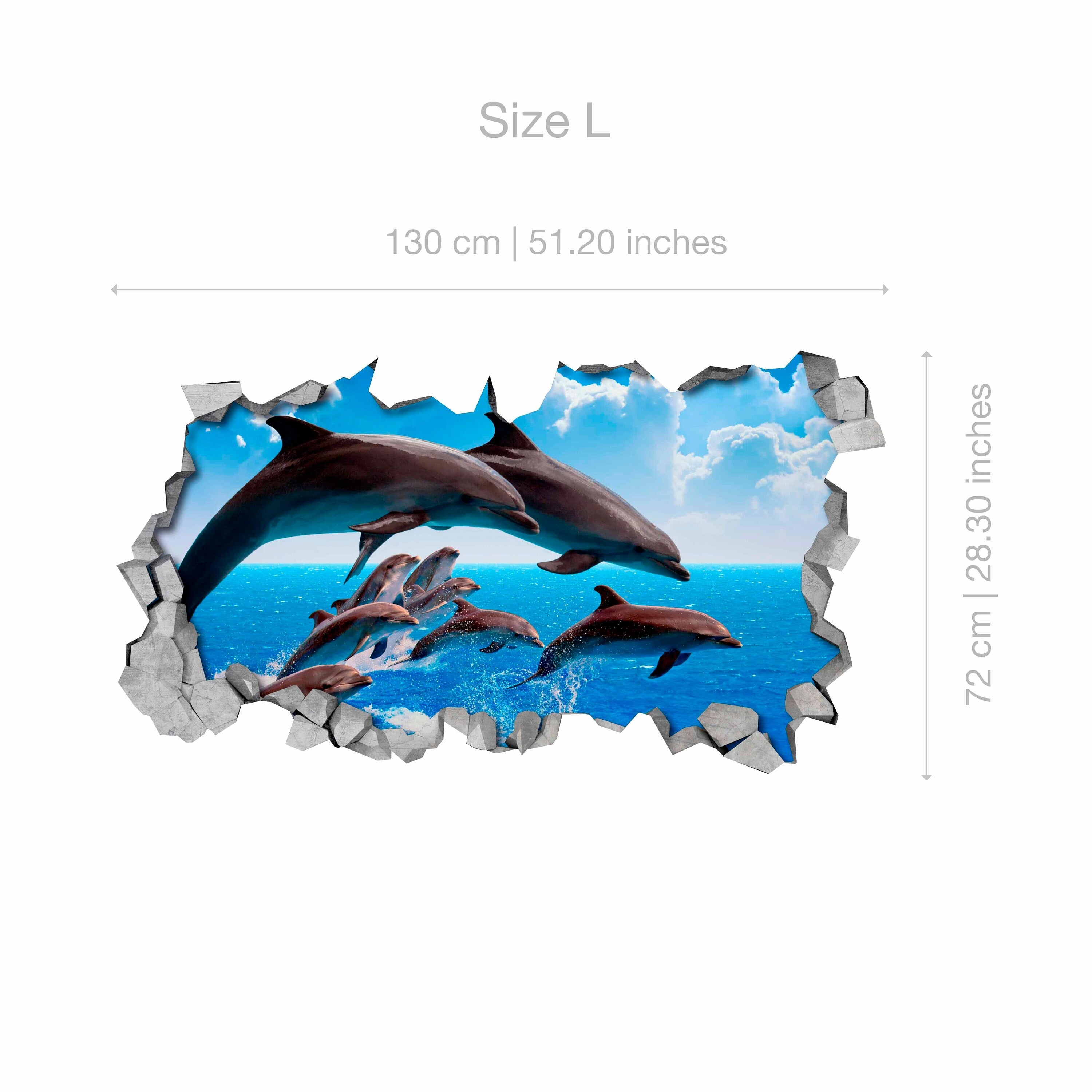 Dolphin Pod - Kids - Bedroom - Wall Sticker - 3d wall art - Wall Decal - 3d Wallpaper - 3d wall decals - 3d printed - 3d art -SKU: DOLCRO3DM-3