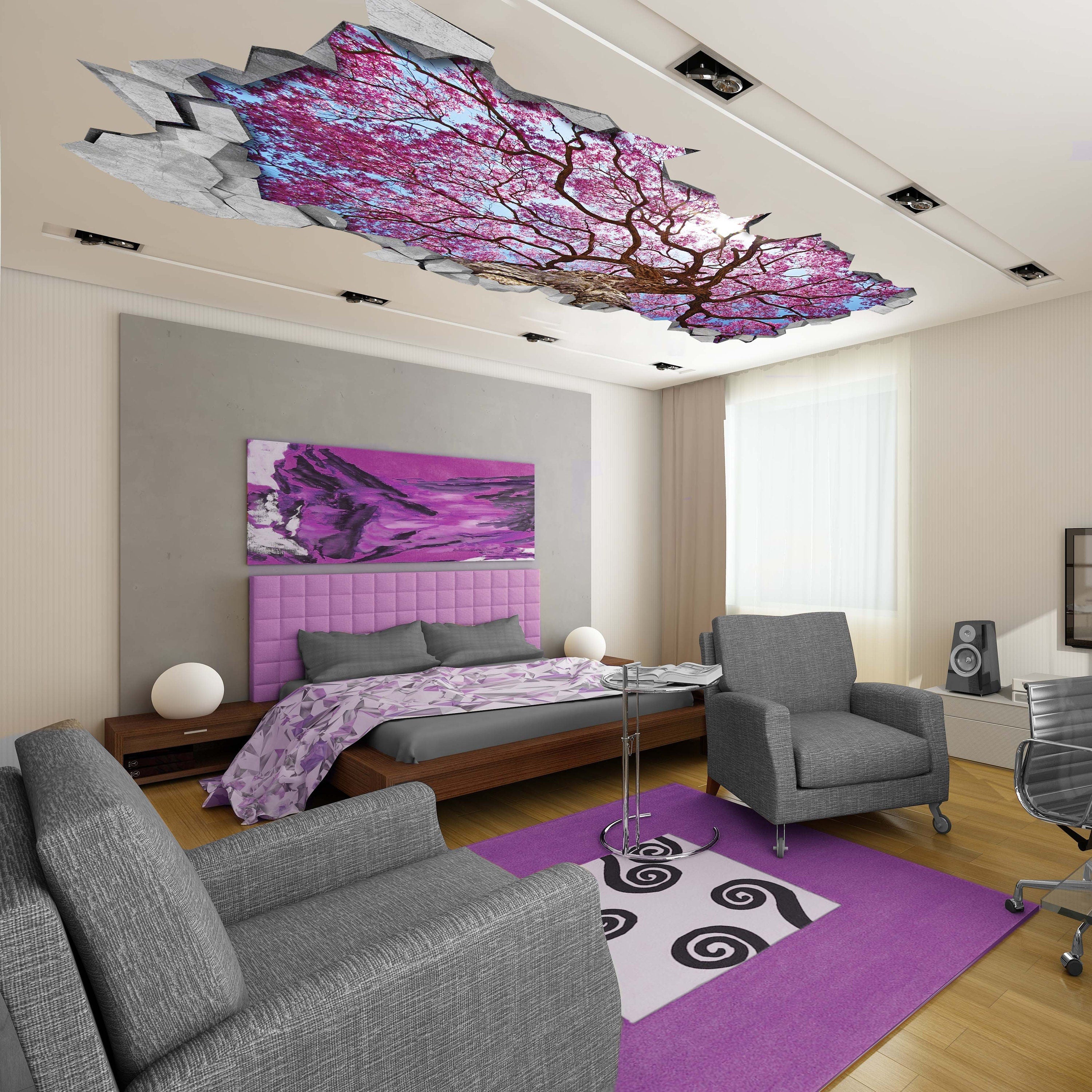 Sakura Cherry Tree Ceiling - 3d Wallpaper - 3d wall decals - 3d printed - 3d wall art - 3d art - Wall Sticker - Wall Decal - SKU: SCT3DW-1