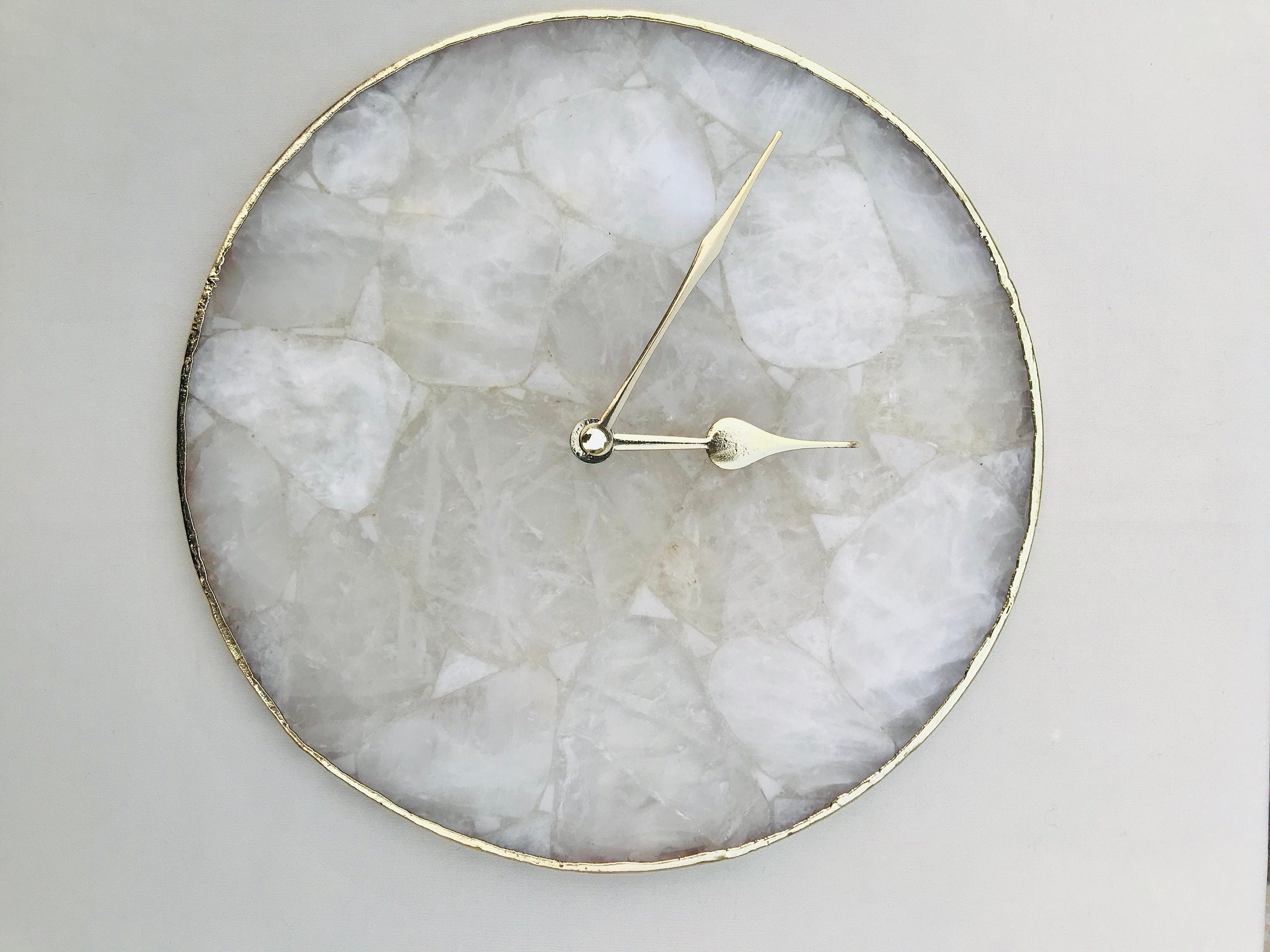 Large Clear Crystal Agate Wall Clock/Personalised Momento-0