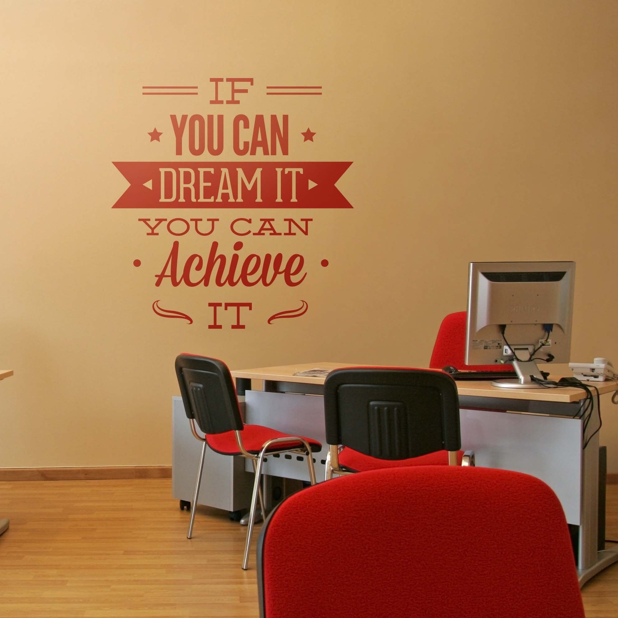 Dream, Achieve, Office Decor, Wall Decal, Typography, Decal, Sticker, Inspirational Stickers, Motivational Decals - SKU:dreamitsticker-0