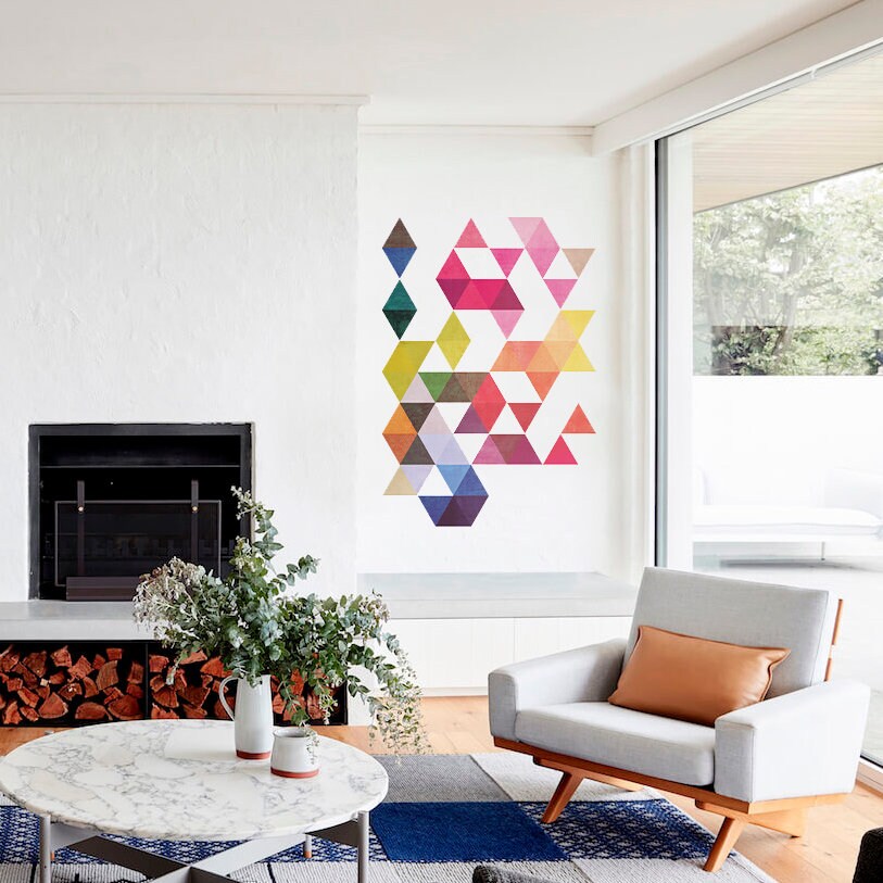 Colored Triangles Mid Century Modern Danish Modernist Stickers Decals - SKU:COLORTRIMIDMODERST-1