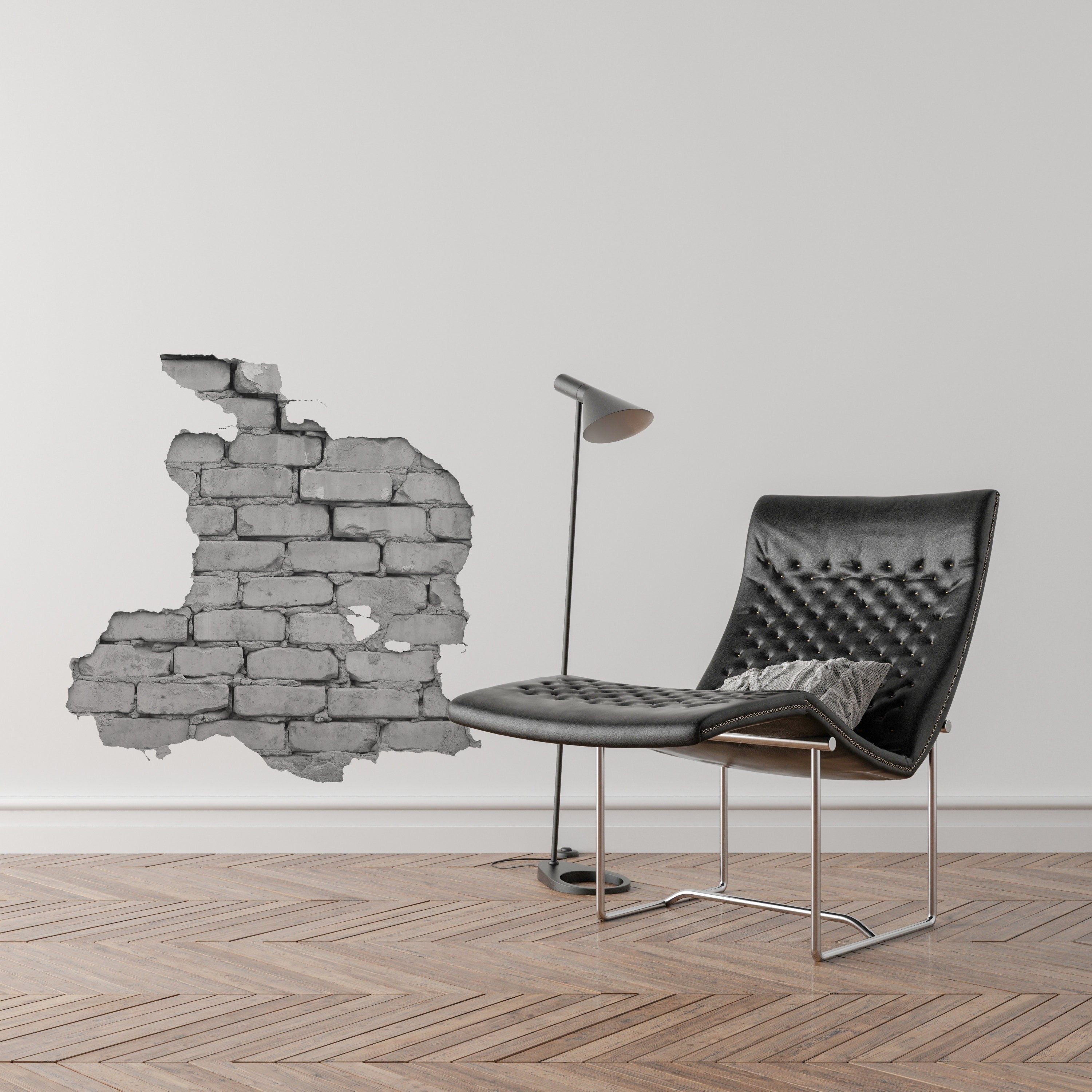 Effect Brick Wall Sticker - Broken Wall Effect Sticker - Broken Wall Decal - Decorating Vinyl Sticker - Home and Office Decor -Sku:WallBrick-0