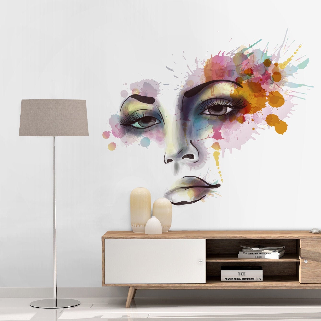 Woman Face - Watercolor Decal - Vinyl Wall Art Decal - SKU:WOFAGR-0