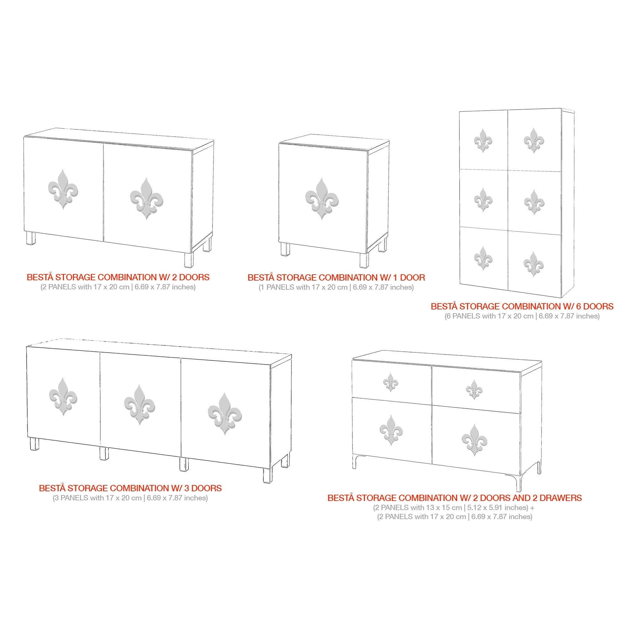 Paris, BESTA Kits, Fleur de lis Decor, Furniture Panels, Furniture Overlays -Fretwork Panels, Mirrored Furniture, SKU:PABE-1