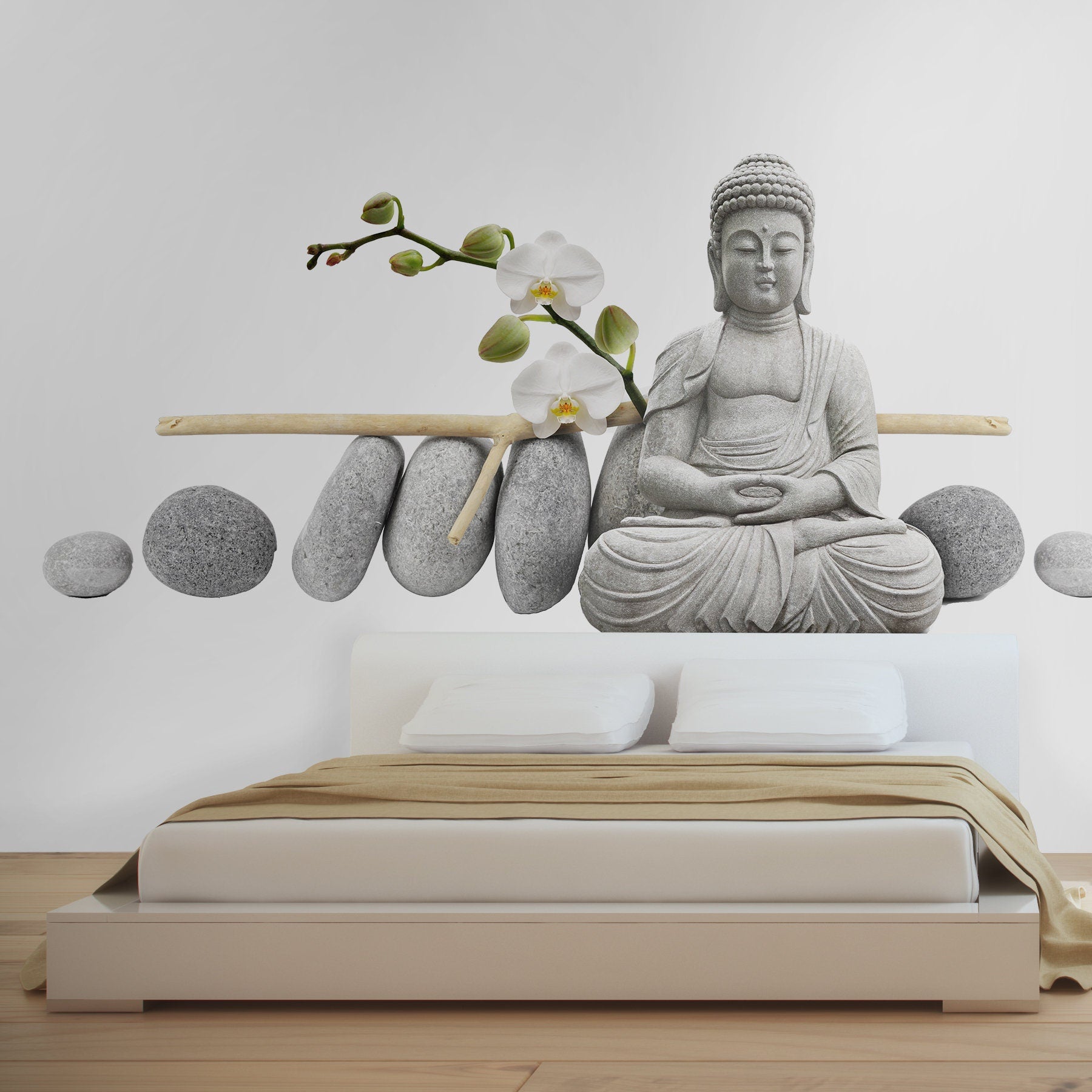 Buddha, Wall Decal, Zen Decor, Spa Decor, Yoga, Wall Decor, Wall Sticker, Wall Art, Decals, Stickers, Art Prints, Gift - SKU:BudStatSitStick-2