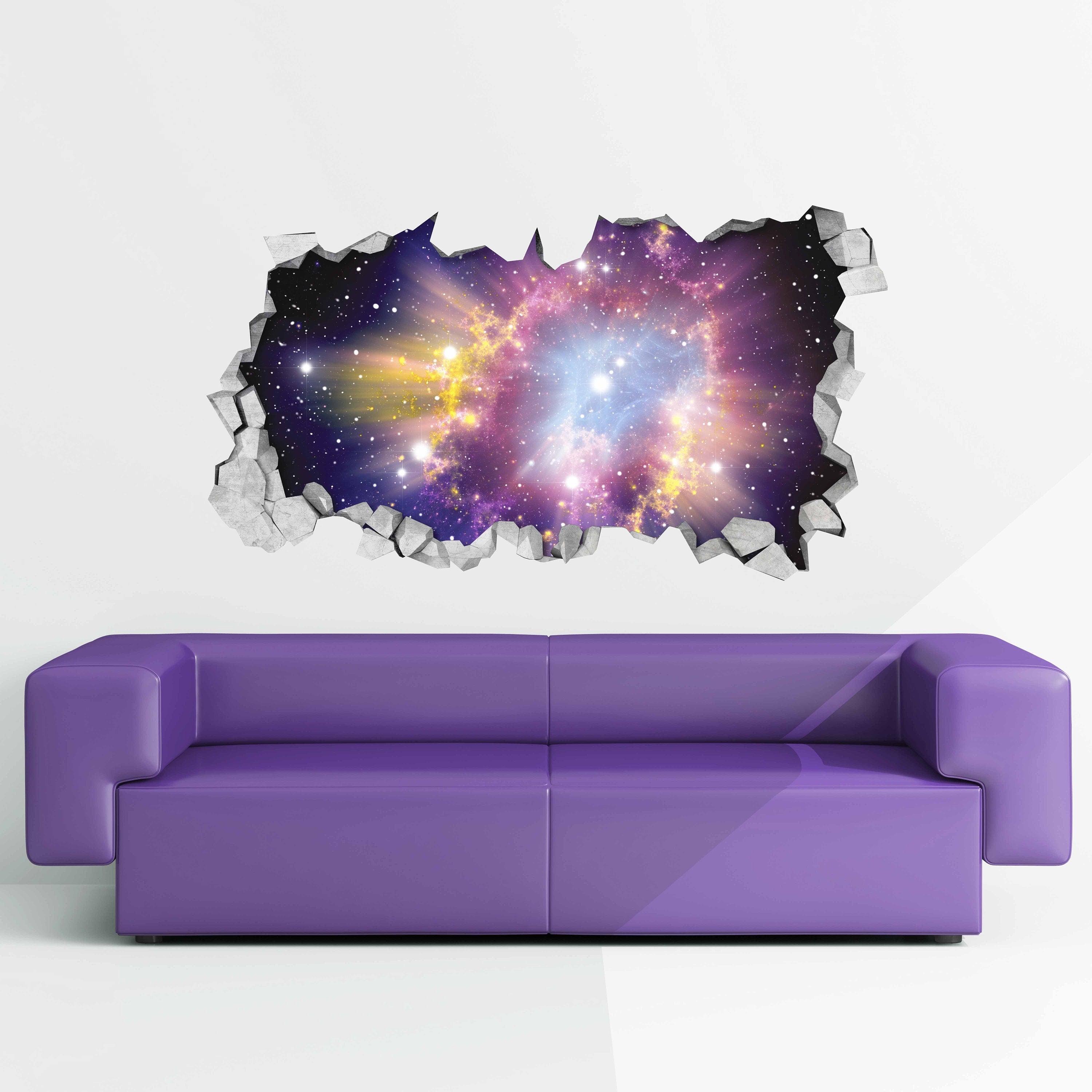 Cosmic Broken Wall Decal - 3d Wallpaper - 3d wall decals - 3d printed - 3d wall art - 3d art - Wall Sticker - Wall Decal - SKU: COS3DM-0