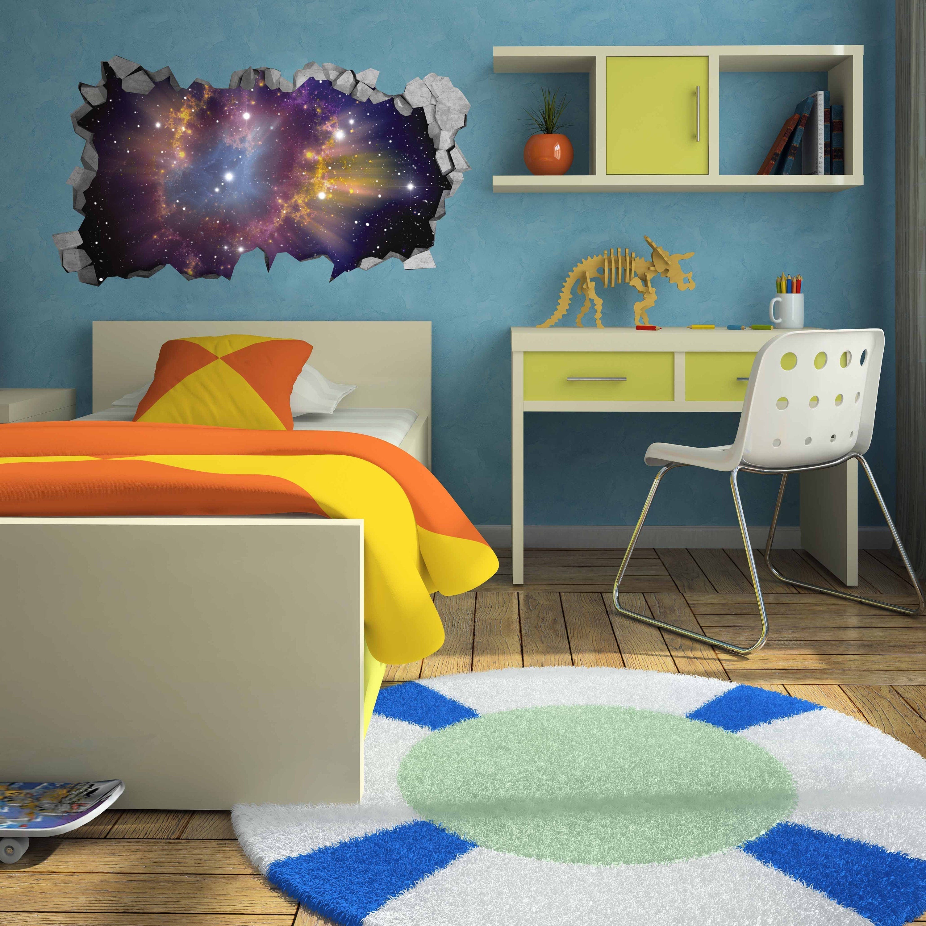 Cosmic Broken Wall Decal - 3d Wallpaper - 3d wall decals - 3d printed - 3d wall art - 3d art - Wall Sticker - Wall Decal - SKU: COS3DM-1