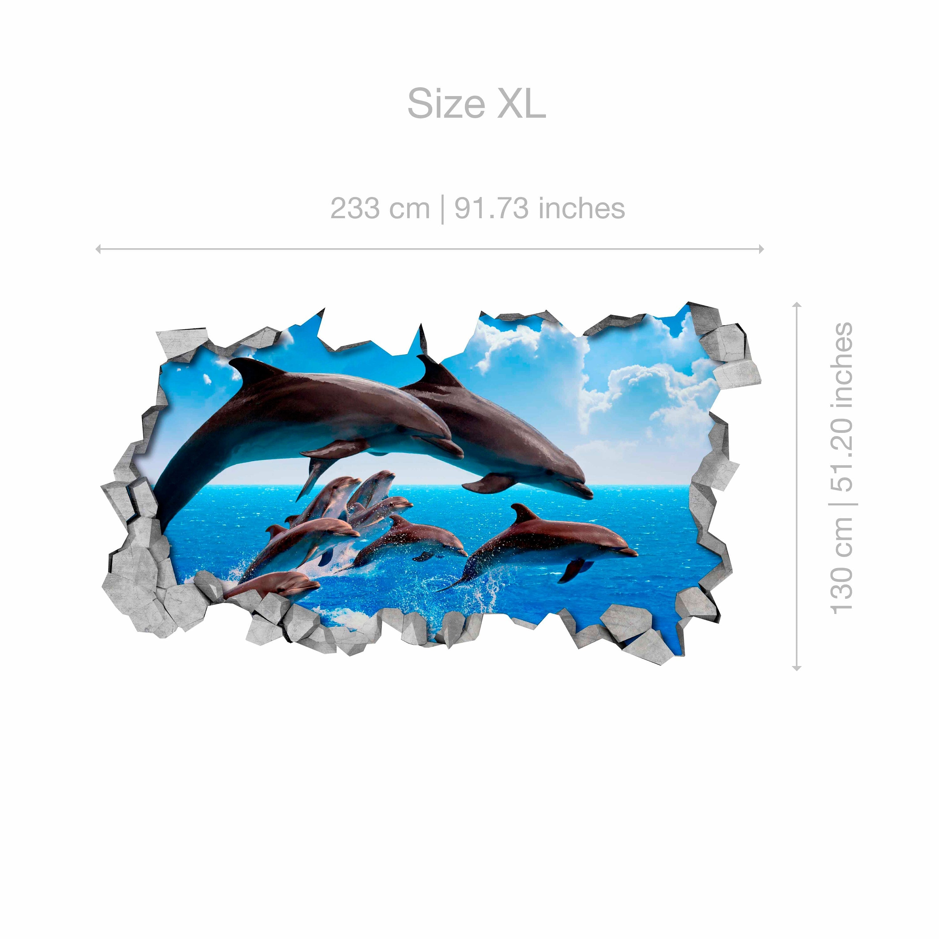 Dolphin Pod - Kids - Bedroom - Wall Sticker - 3d wall art - Wall Decal - 3d Wallpaper - 3d wall decals - 3d printed - 3d art -SKU: DOLCRO3DM-4