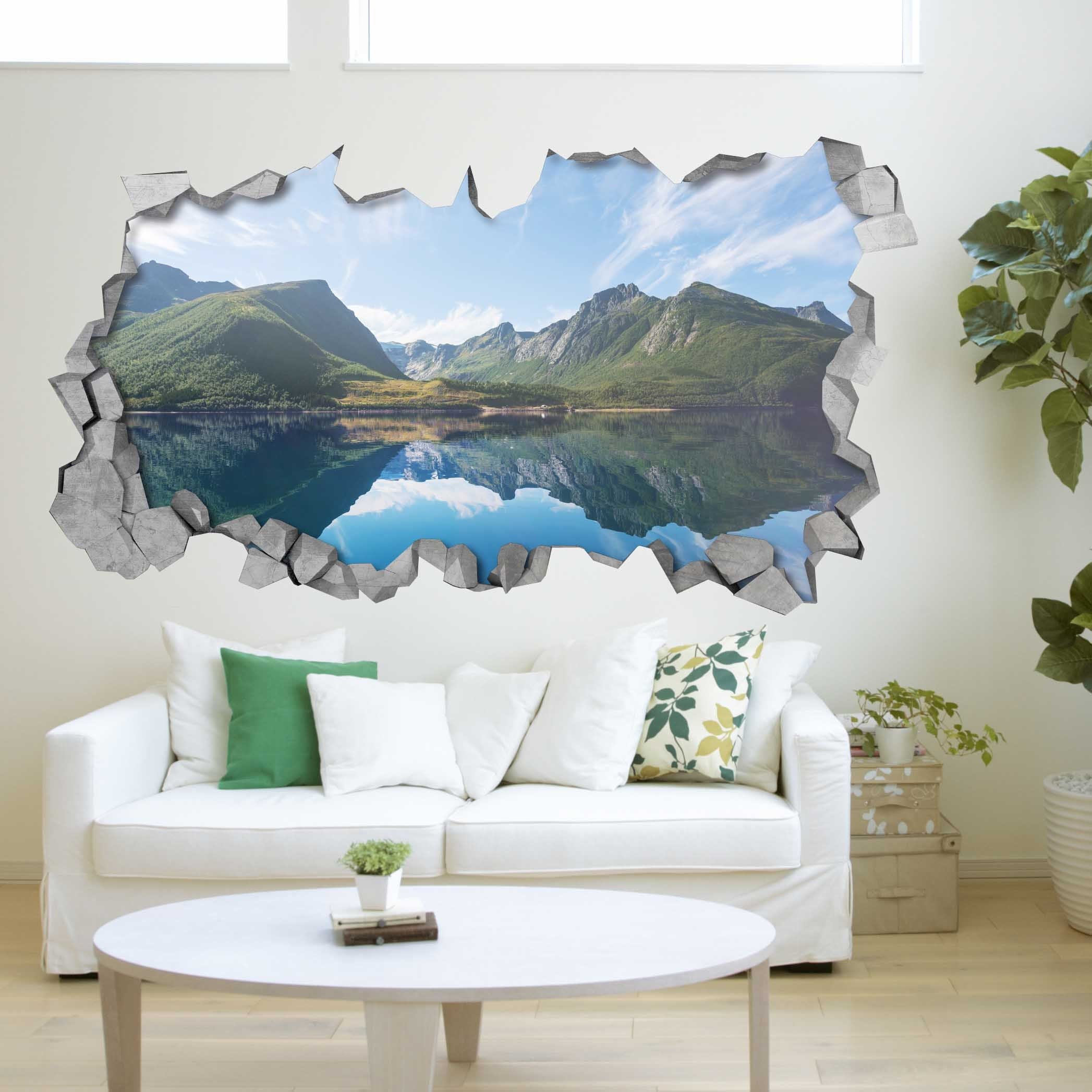 Lake Mountains - 3d Wall Art - Wall Sticker - Wall Decal - 3d Wallpaper - 3d wall decals - 3d printed - 3d art - Kids - Bedroom -SKU:LAMO3DW-1