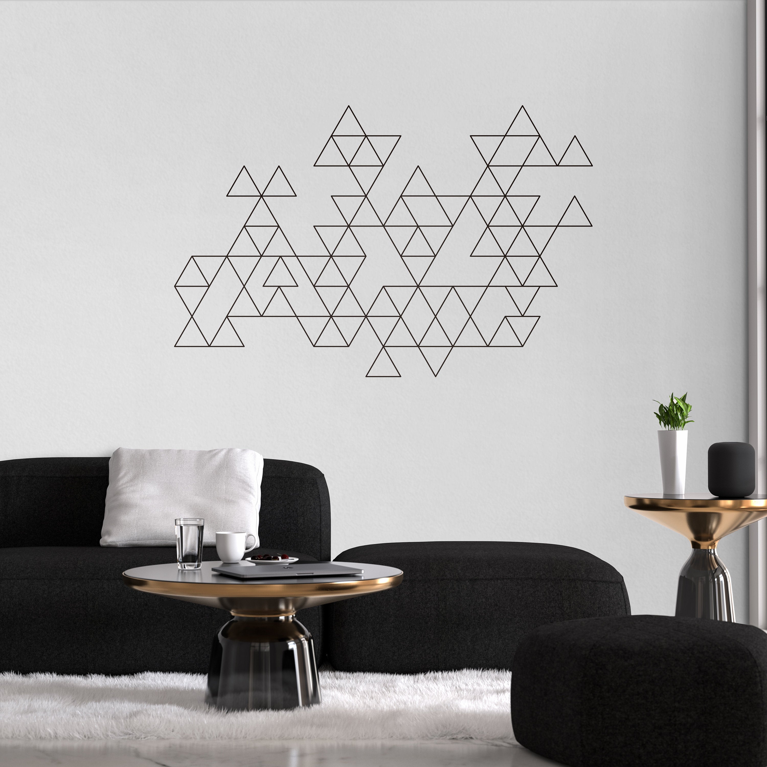 Geometric Wall Decal - Triangles - Wall Art - Minimalist Art - Modern Decor - Mid Century - Wall Decals - Wall Stickers - SKU:trioutline-1