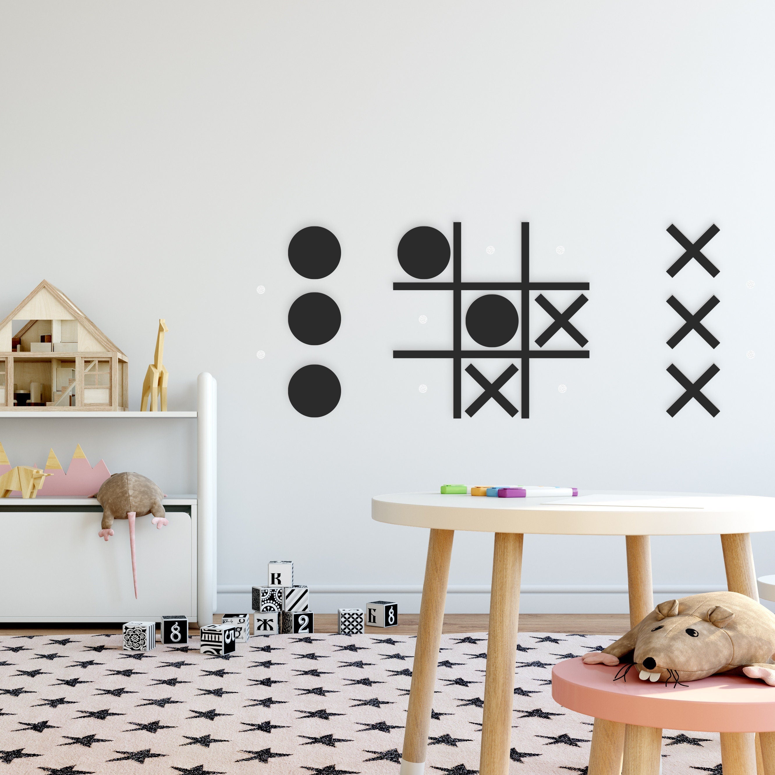 Tic-tac-toe - Game - Gamer - Kids - Children Games - Wall Decor 3D - Kids Decor - 3D, Fretwork - Nursery Decor - SKU:TTT-0