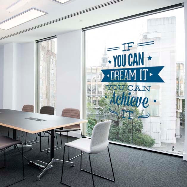 Dream, Achieve, Office Decor, Wall Decal, Typography, Decal, Sticker, Inspirational Stickers, Motivational Decals - SKU:dreamitsticker-1