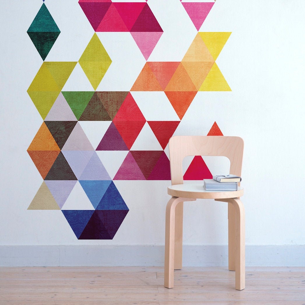 Colored Triangles Mid Century Modern Danish Modernist Stickers Decals - SKU:COLORTRIMIDMODERST-0