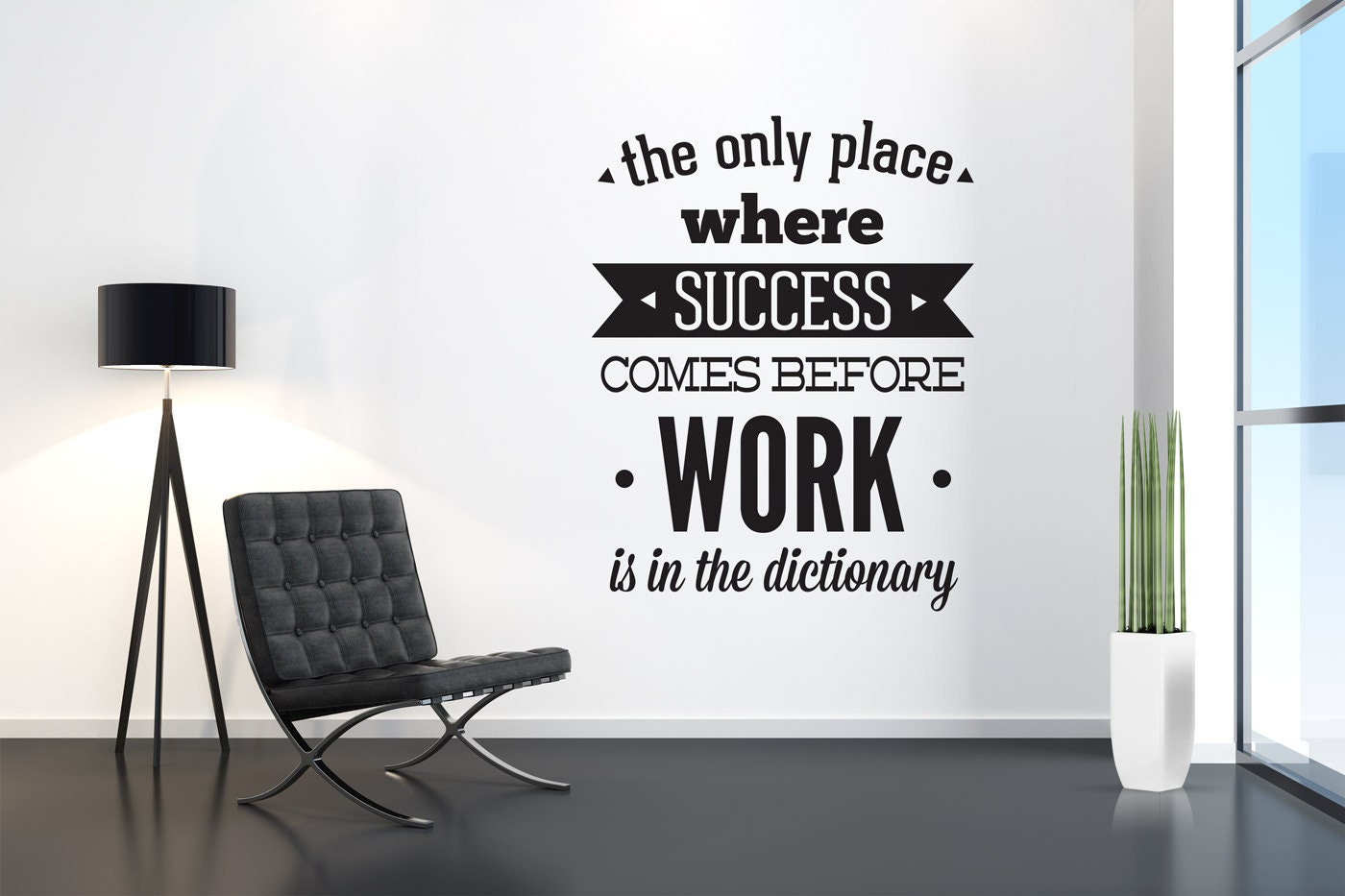 Office Decor - Success Come Before Work - Typography Stickers - Inspirational Stickers - Motivational Decals SKU: WORKSTICKER-0