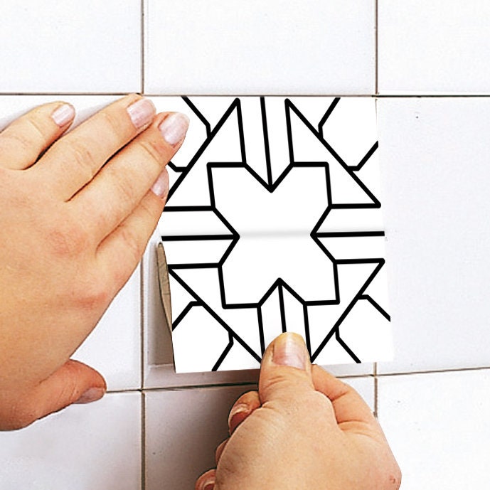 White Kasbah Tile Stickers, Suitable for Wall and Floor, Waterproof, Tile Decoration, All Sizes, Modern Decor, PACK of 10, SKU:WHKT-4