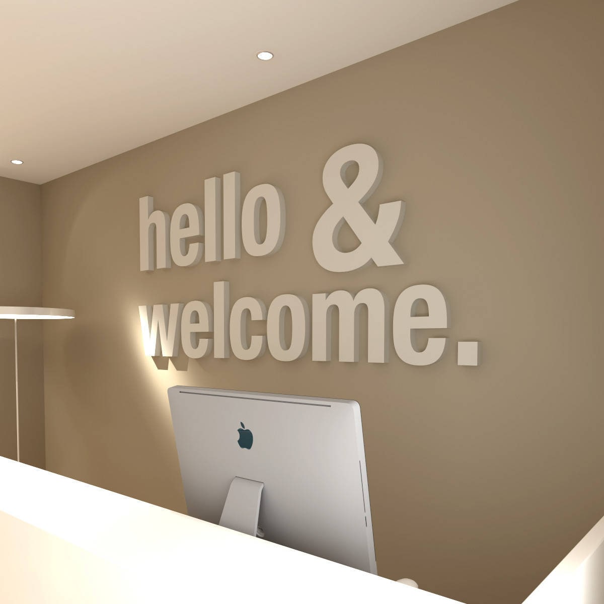 Hello & Welcome, Office, Wall, Art, Decor, 3D, PVC, Typography, Inspirational, Motivational, Work, Sucess, Decals, Stickers - SKU:HECO-0