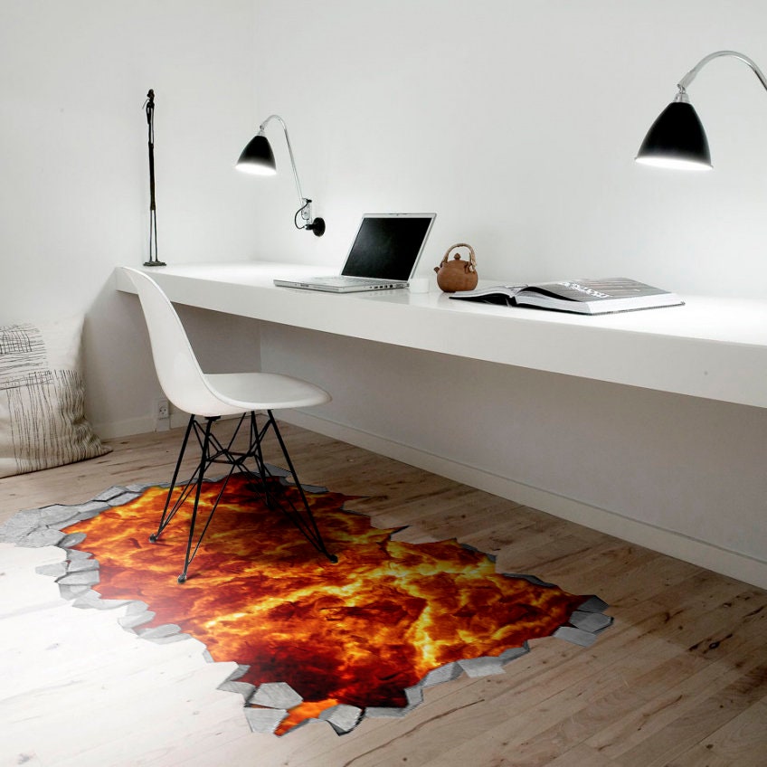 The Floor is Lava Decal 3D - Kids Floor Decal 3D - 3d floor decals - 3d floor art - Floor Sticker - Broken Floor Decal - SKU:LAVA3D-2