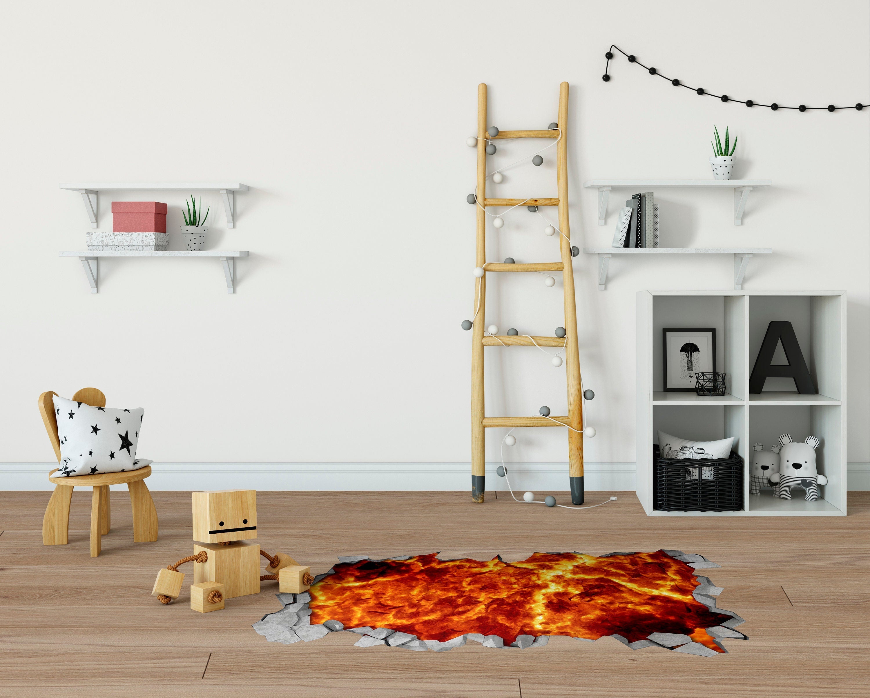 The Floor is Lava Decal 3D - Kids Floor Decal 3D - 3d floor decals - 3d floor art - Floor Sticker - Broken Floor Decal - SKU:LAVA3D-0