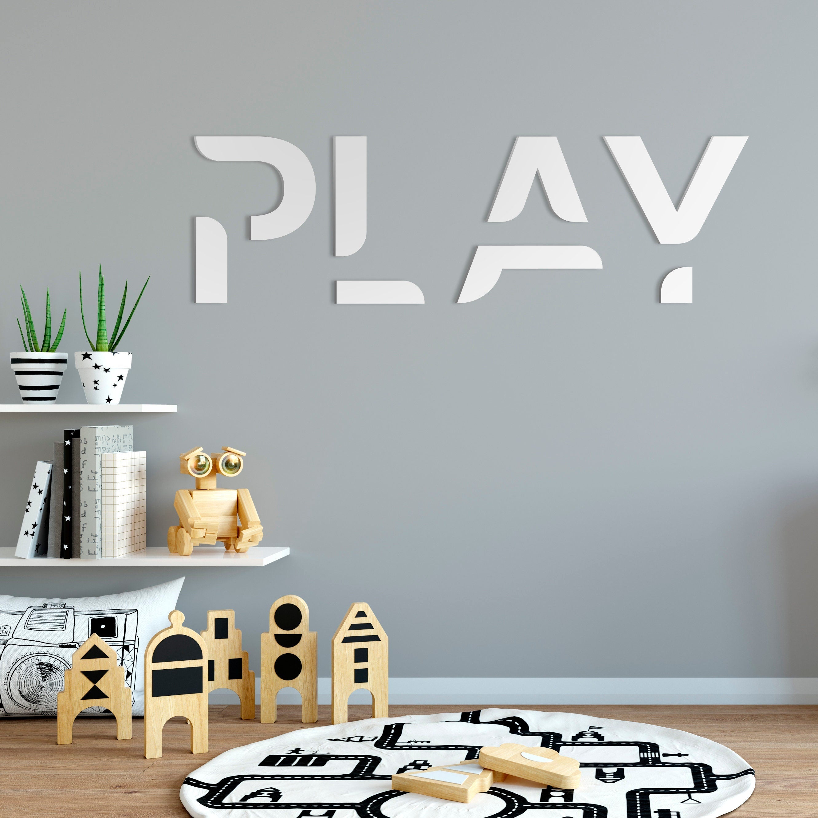 Play Sign for Playroom - Nursery - Wall Art - 3D - Bedroom Decor - Quotes - Decorative Letters - SKU: PLAY-1