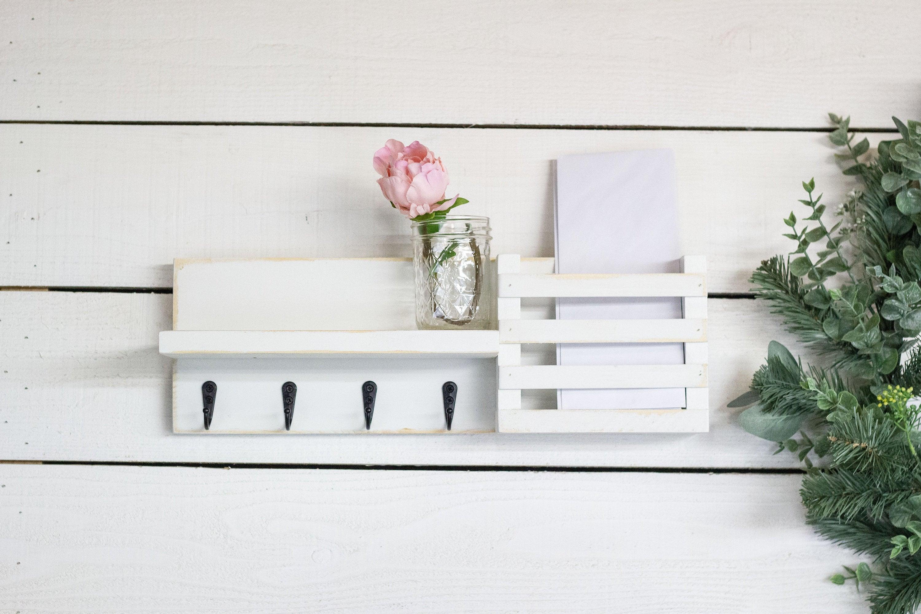 Thin Mail Holder with Single Key Hooks and Small Shelf - PRHOMZ