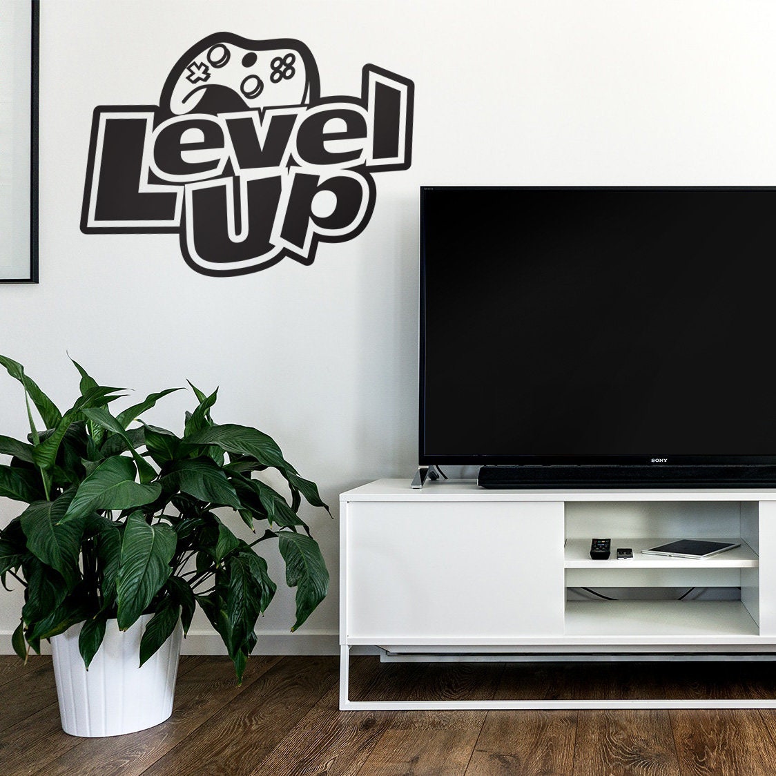 Level up, Gaming Wall Decal Decor, Controller Game Sticker, Video Game Art, Boys Gaming Decor, SKU:LVUP-1