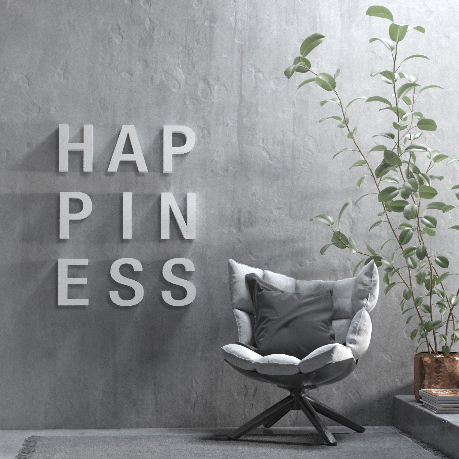 Happiness Sign - Wall Art Piece - 3D letters - Wall Decor - Wall Hanging - Kitchen Decor - SKU:HAPS-0