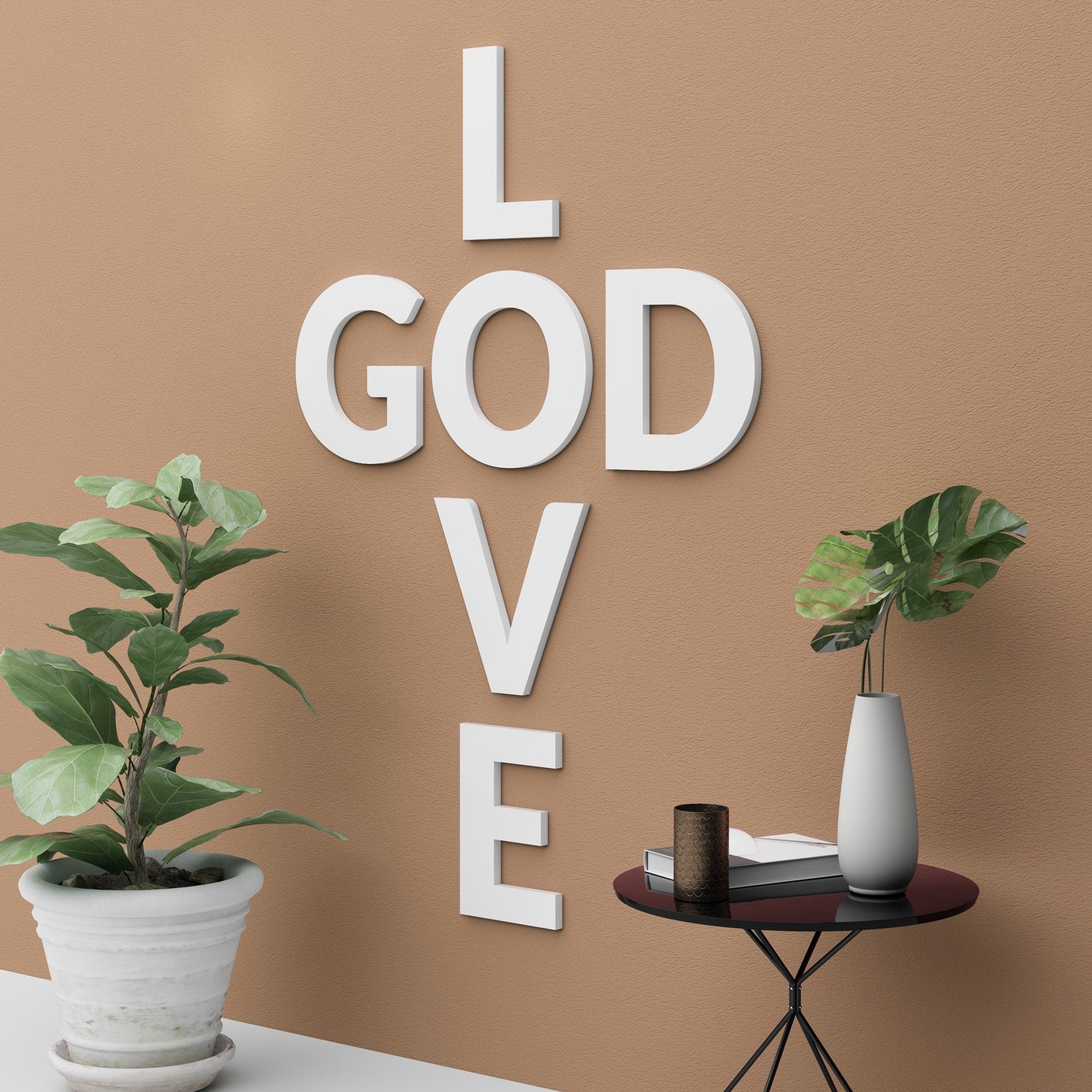 Love God Sign - Faith Sign - Bible Wall Art - SKU:LOOD-0