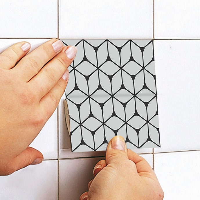 Grey Geometric Tile Stickers - Mosaic - Suitable for Wall and Floor - Kitchen or Backsplash - PACK of 10 - SKU:GRG-4