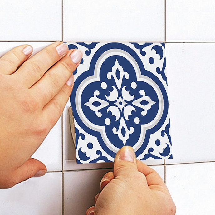 Arles Tile Stickers - Tile Decal - Vintage Blue Pattern - Peel and Stick Tile - Waterproof - PACK of 10 - SKU:ARLS-4