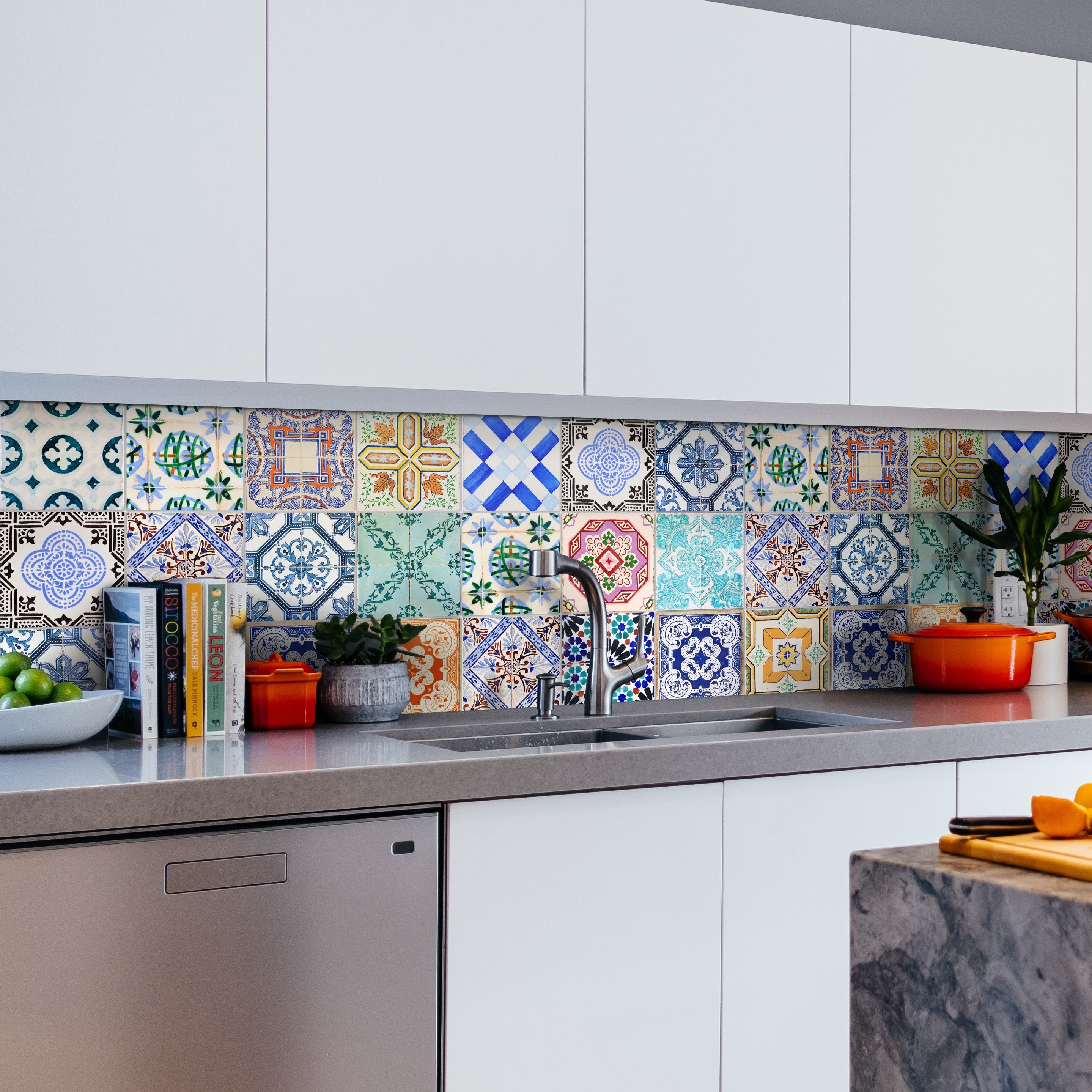 Backsplash Traditional Spanish Tiles - Kitchen backsplash peel and stick in roll - Crédence adhésive - Stickers - SKU:RT44-1