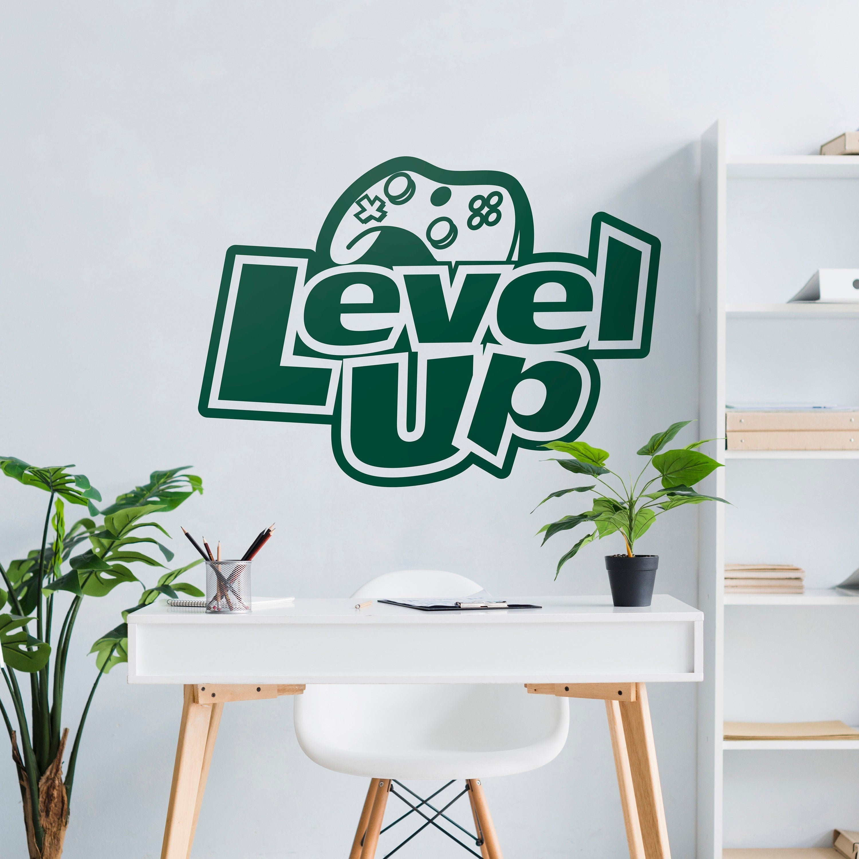 Level up, Gaming Wall Decal Decor, Controller Game Sticker, Video Game Art, Boys Gaming Decor, SKU:LVUP-0