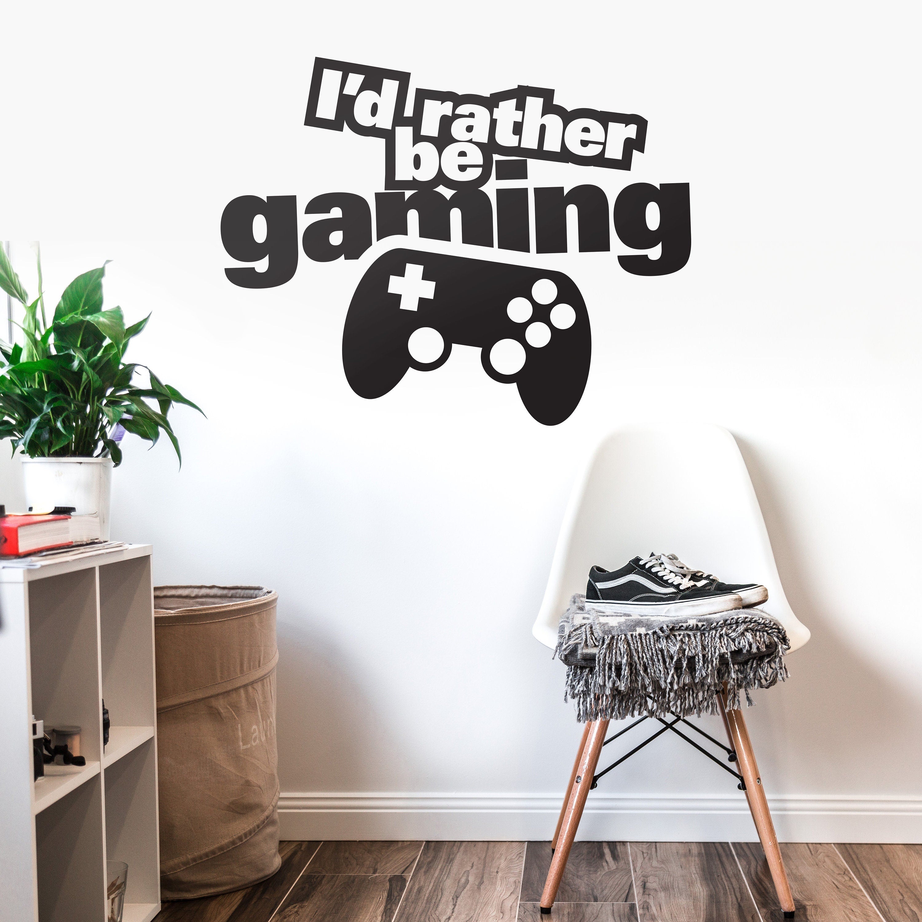 I'd rather be gaming, Gaming Decor, Gaming Wall Decal, Decal Sticker, Controller Game, Vinyl Wall Stickers, SKU: RAGA-1