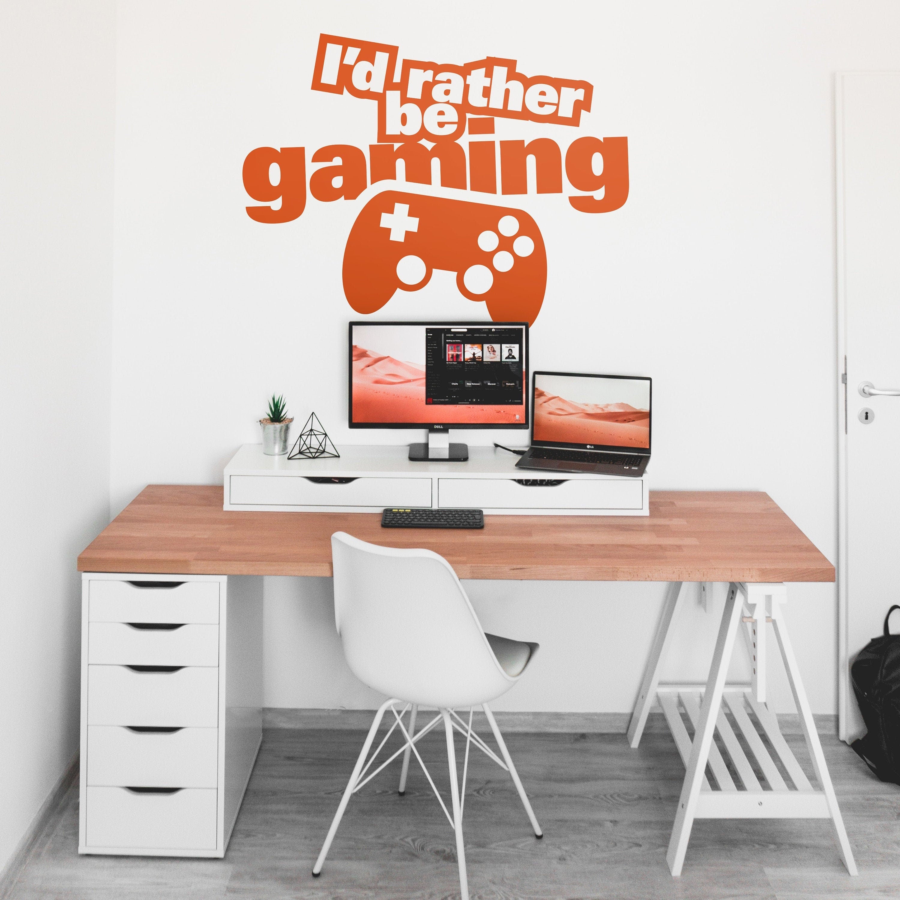 I'd rather be gaming, Gaming Decor, Gaming Wall Decal, Decal Sticker, Controller Game, Vinyl Wall Stickers, SKU: RAGA-0