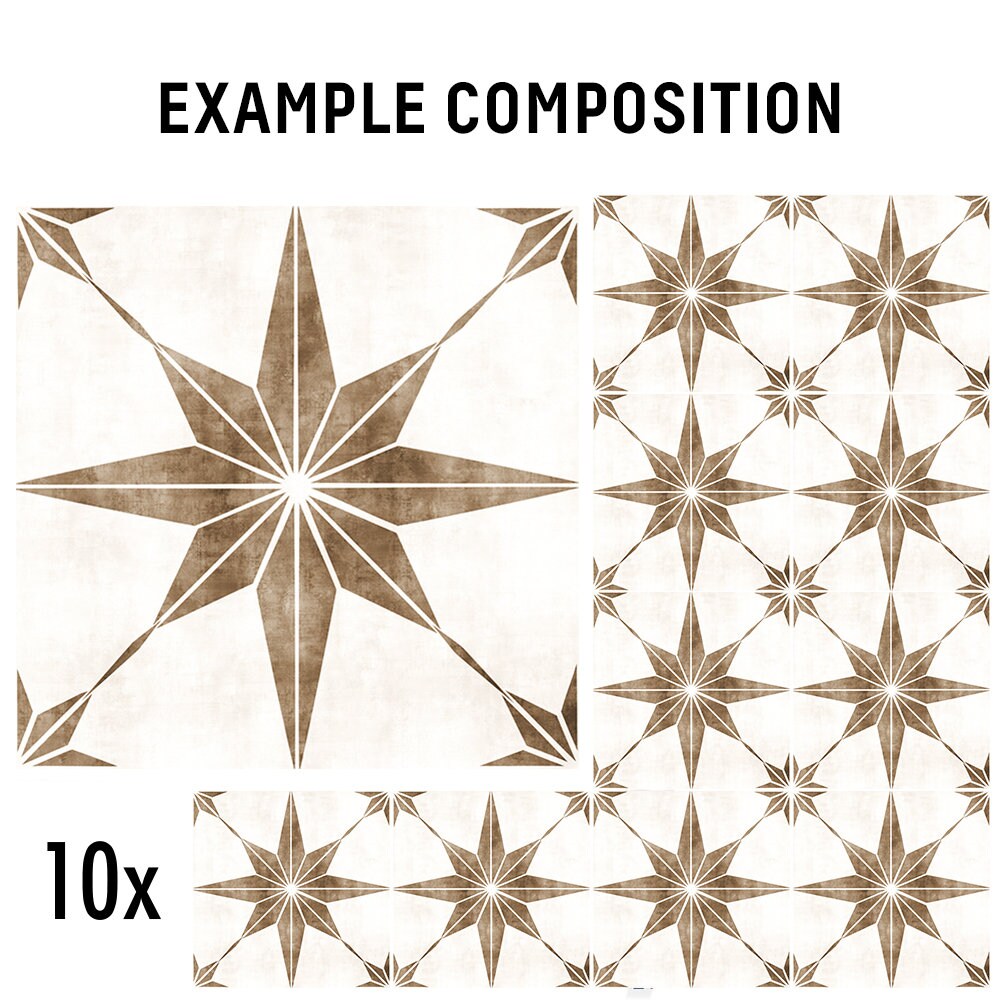 Tile Stickers Brown Astra, Stars, Fireplace Decoration, Tile Decoration, PACK of 10, SKU:STOG-4