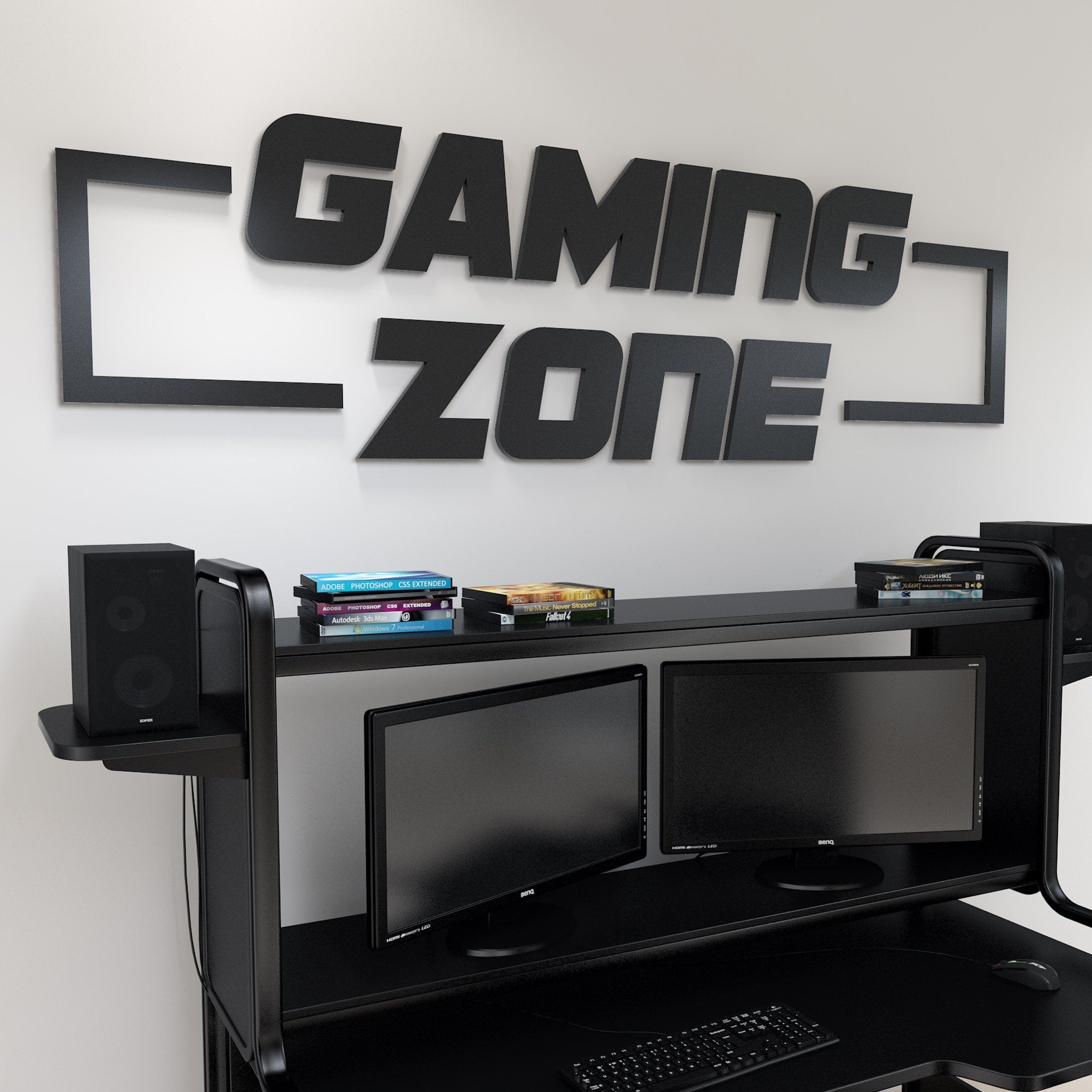 Gaming Zone, 3D Wall Decor, Video Games Sign, Gameroom Sign Gifts, Gamer Girl, SKU:GAZO-0