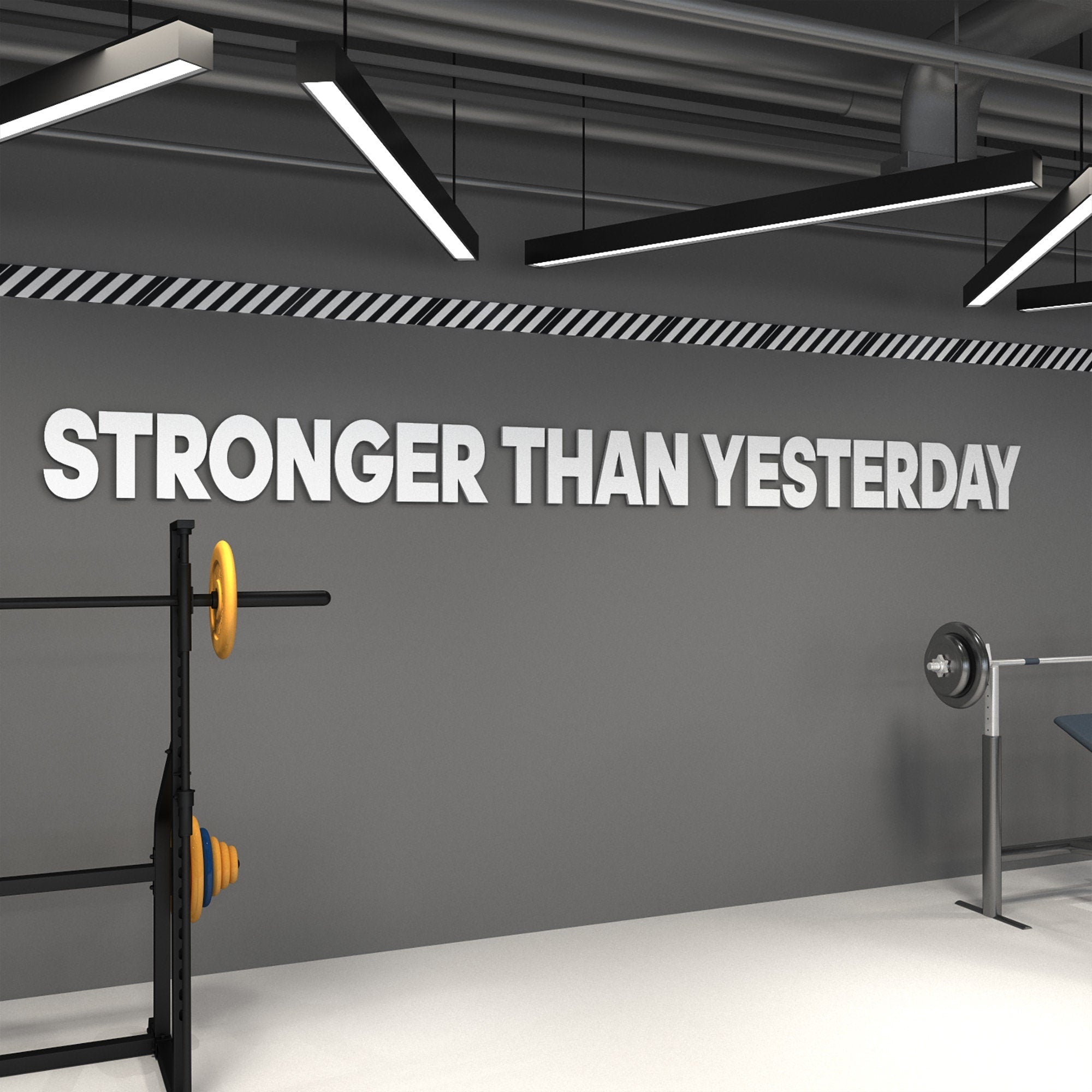 Stronger than Yesterday  - Gym Sign - Gym Decor - Gym Quotes - Fitness Sign - SKU:STYE2-0