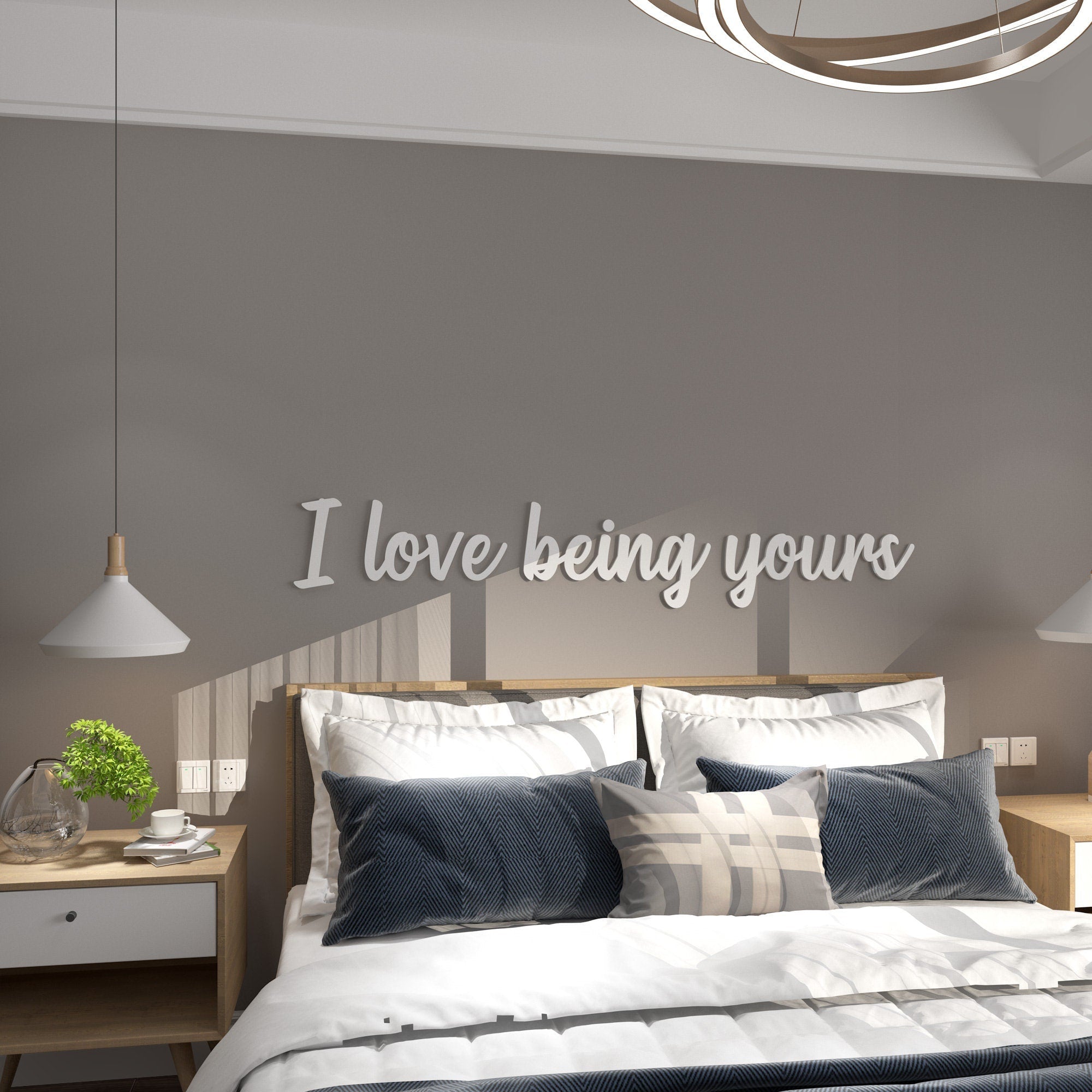 Headboard Sign - I love being yours - romantic sign for couples, above the bed master bedroom decor, love quote- SKU:ILBY-1