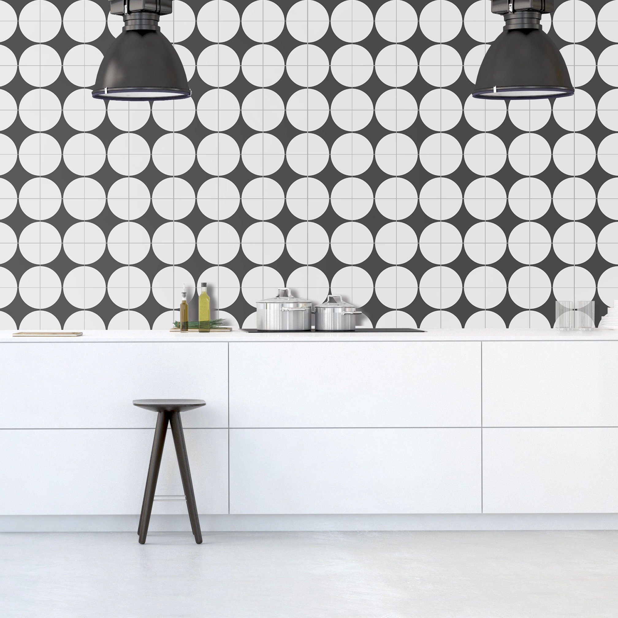 Circles Pattern - Geometric Tile Stickers - Suitable for Wall and Floor - Kitchen or Backsplash - PACK of 10 - SKU:CIRC-2